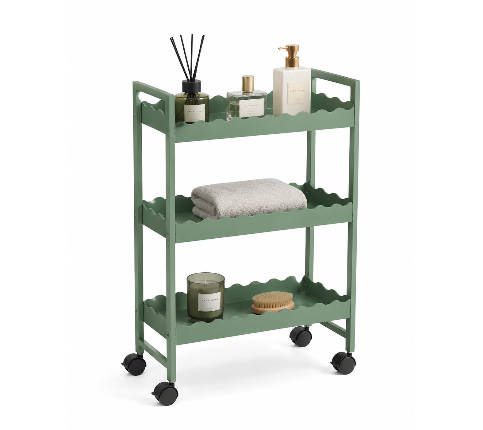 Retohome Yeşil Tekerlekli Raflı Organizer, Şişelik Raf