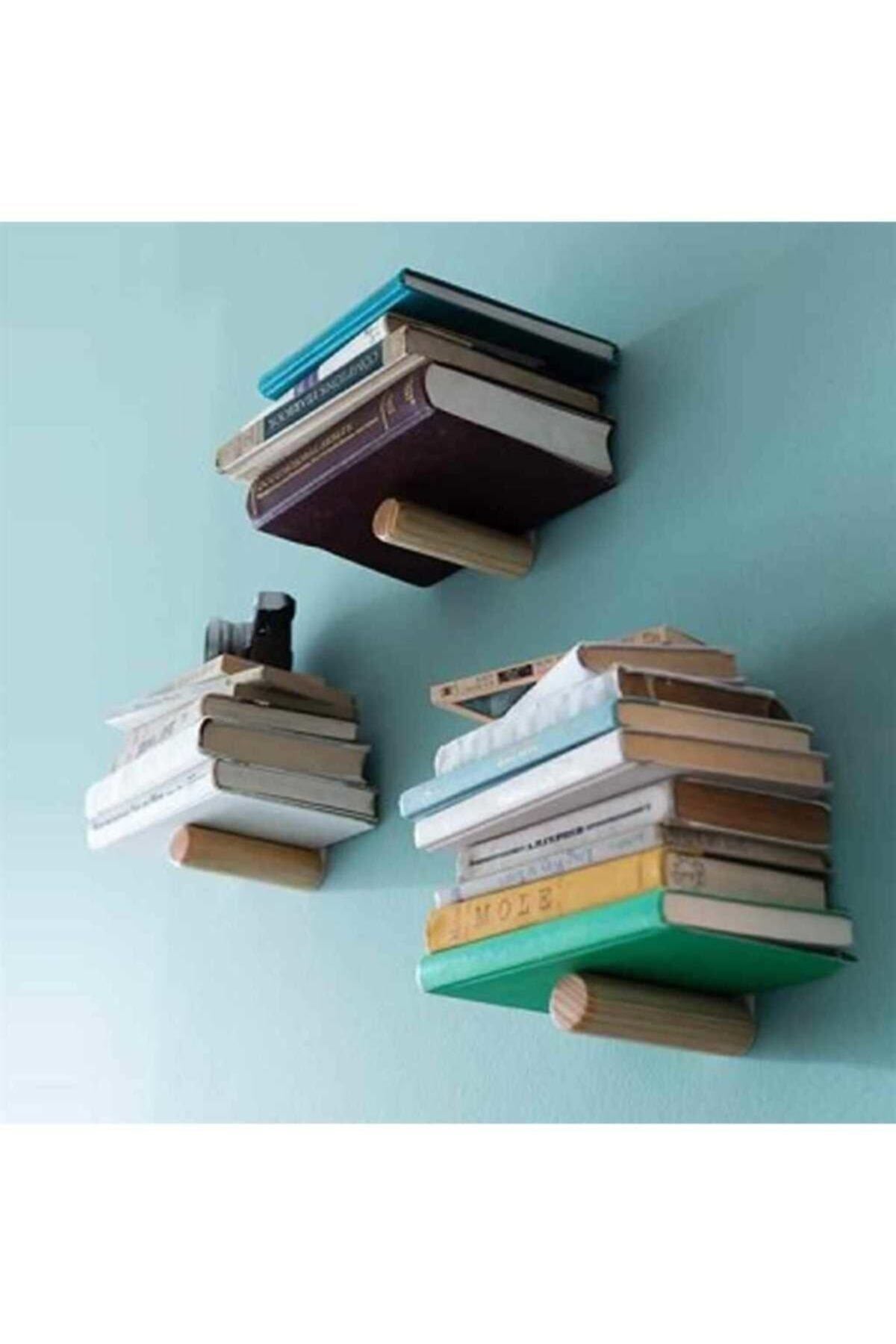 Uçan Kitap Rafı Duvar Rafı 3 Adet Takım