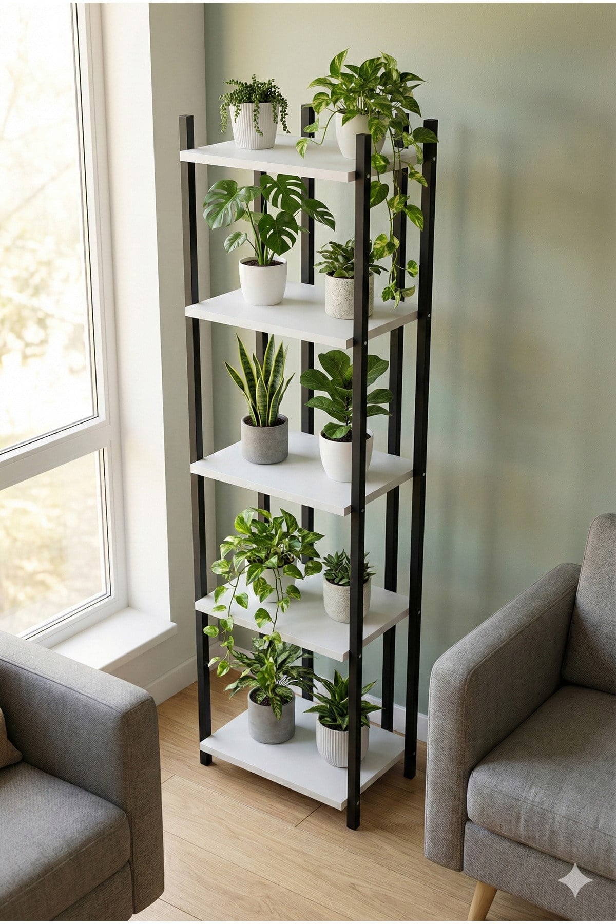 ZEN 5 KATLI BEYAZ KİTAPLIK 6005B