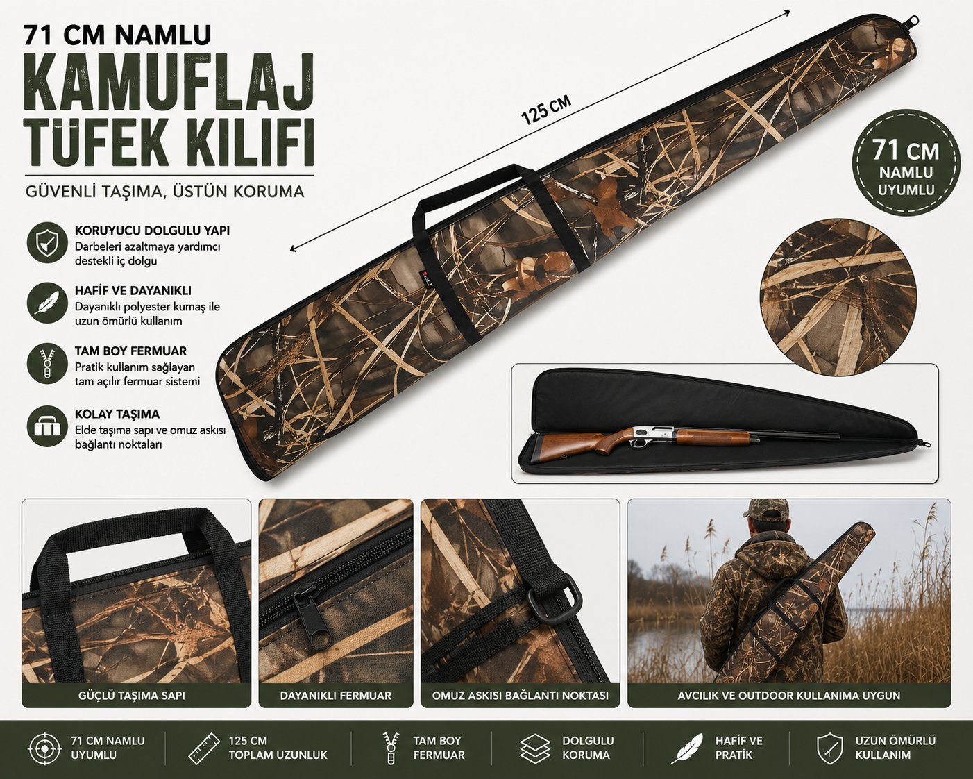 71 CM NAMLU KAMUFLAJ TÜFEK KILIFI