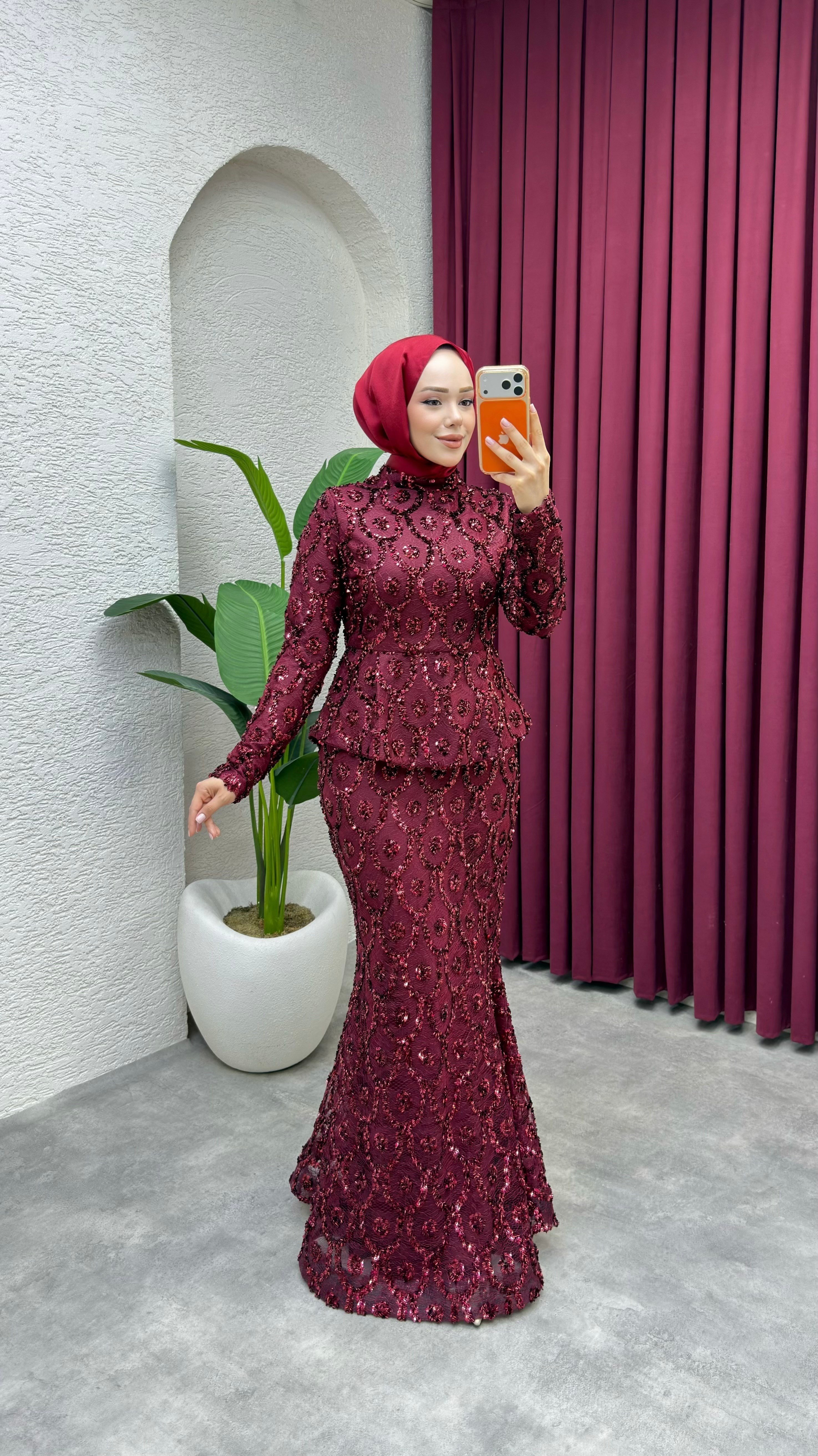 Afrodit Balık Abiye 1022 Bordo
