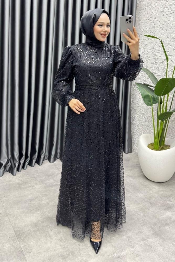 Maral Pullu Abiye 6653 Siyah