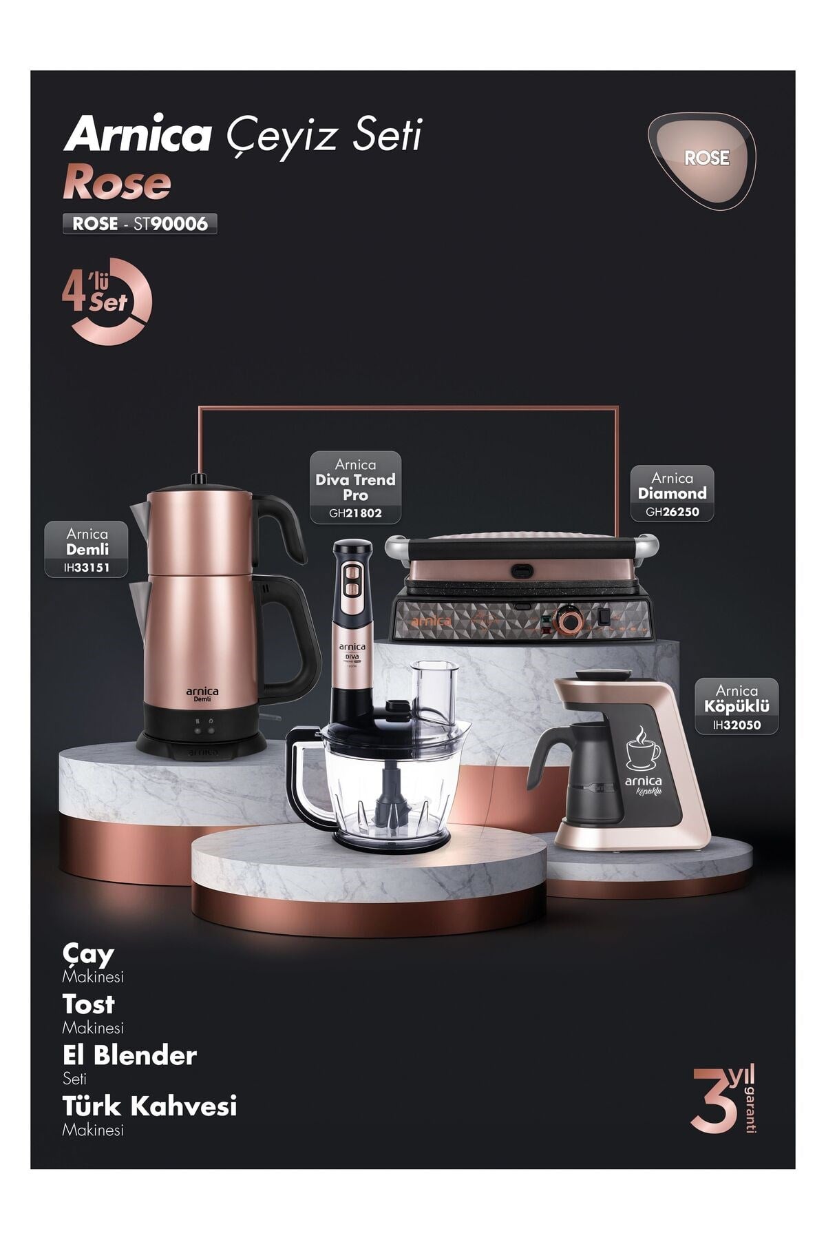 4'lü Çeyiz Seti ST90006 Rose