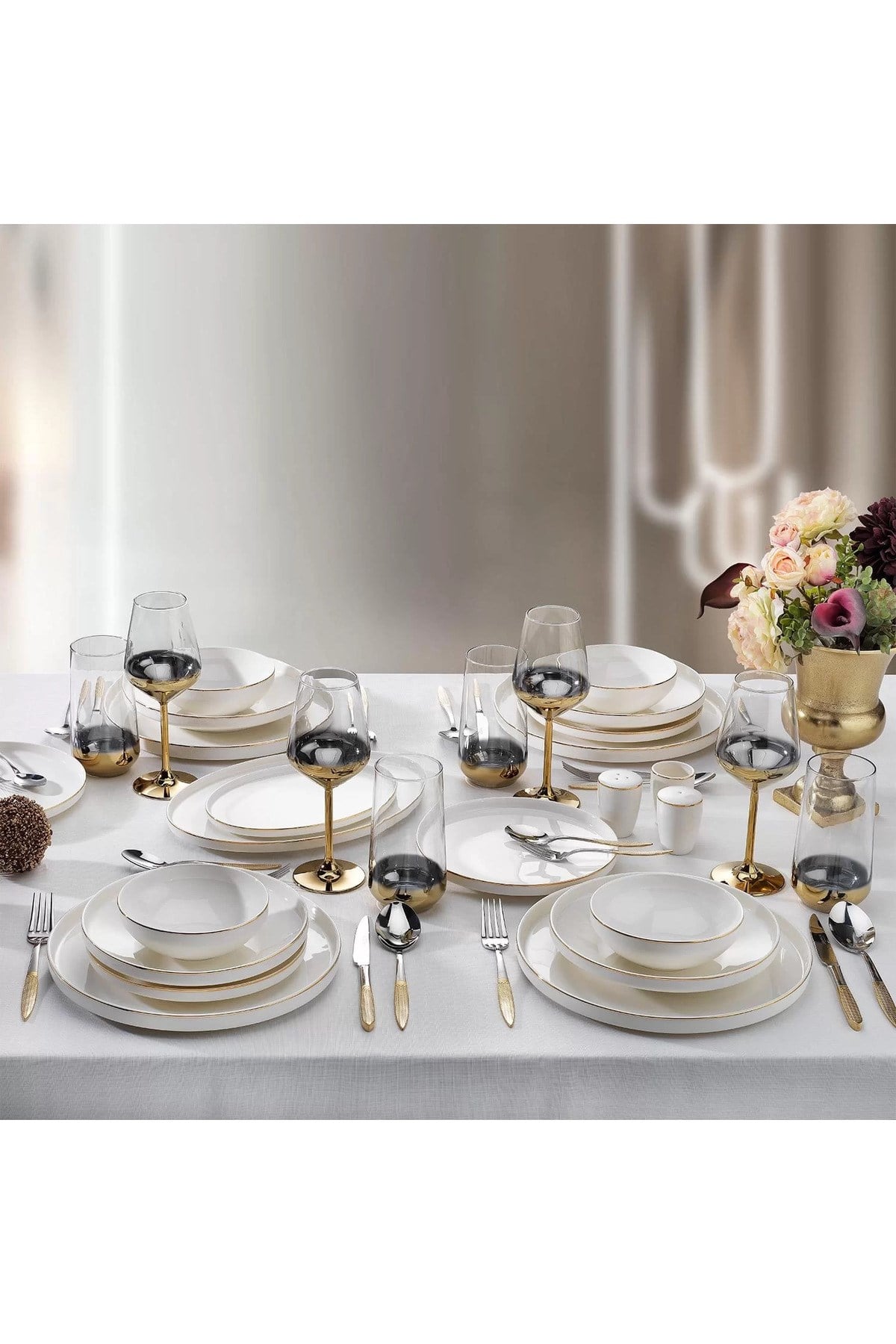 Adel Gold 56 Parça 12 Kişilik Yemek Takımı