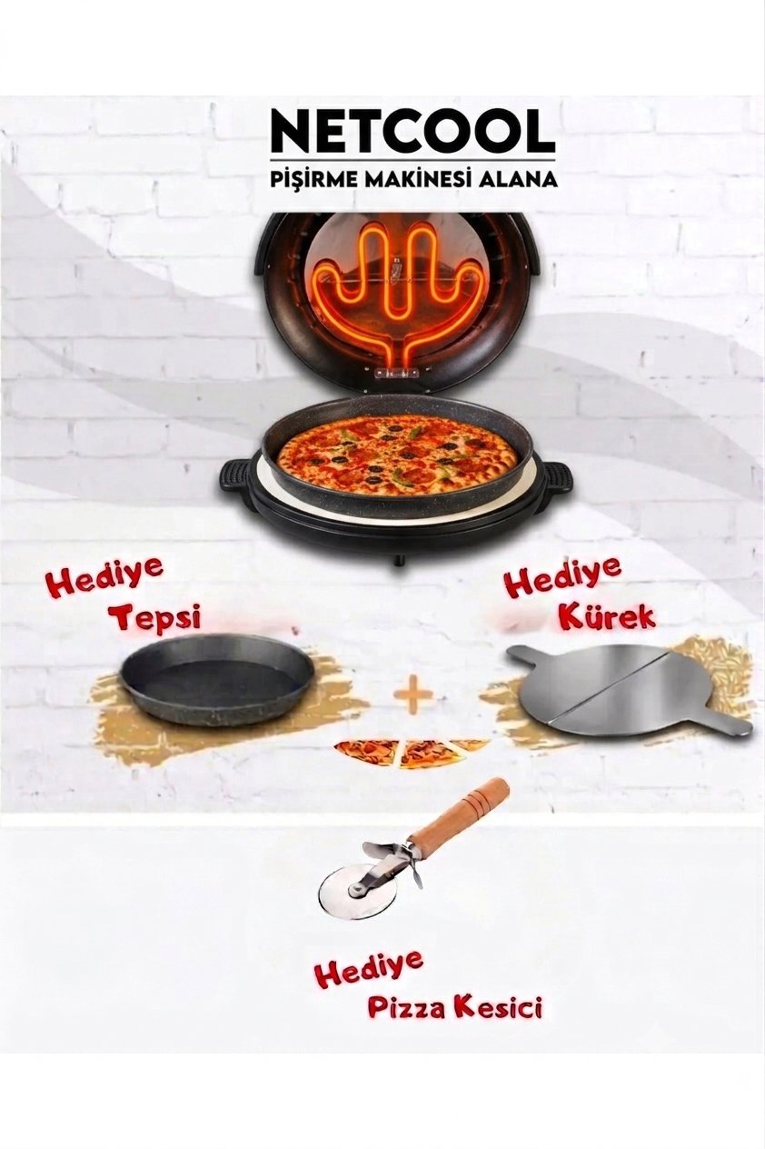 Ekmek Pişirme Makinesi (Kesici - Kürek - Tepsi Hediyeli - TAŞ FIRIN TABANLI)