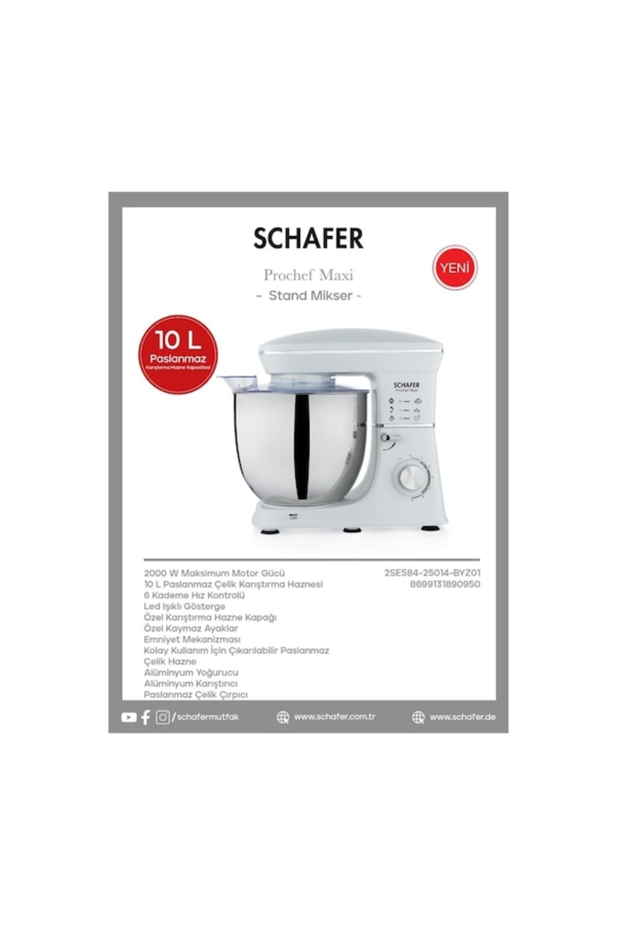 Prochef Maxi 10 L Standlı Mikser