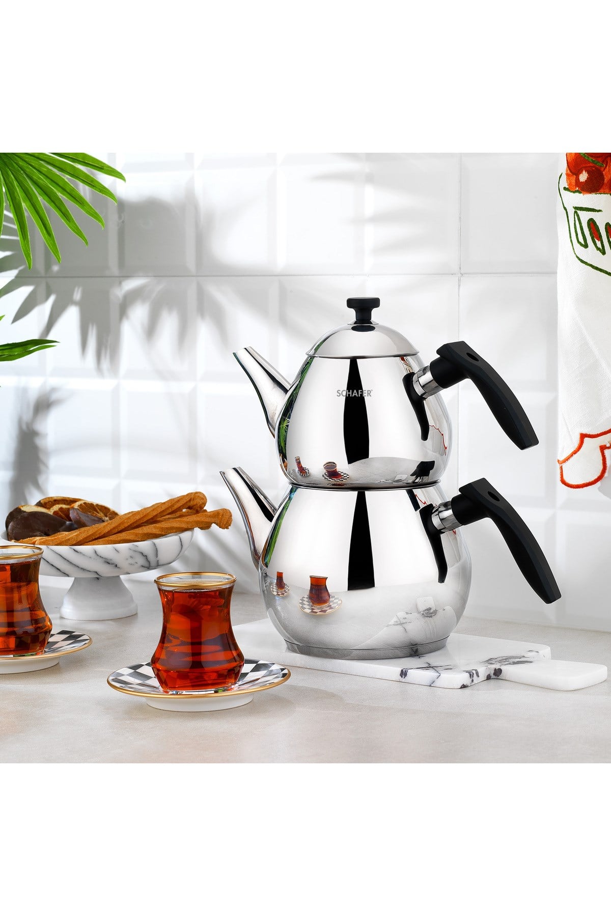 Tea Chef Orta Boy Çaydanlık Takımı 4 Parça-Siyah