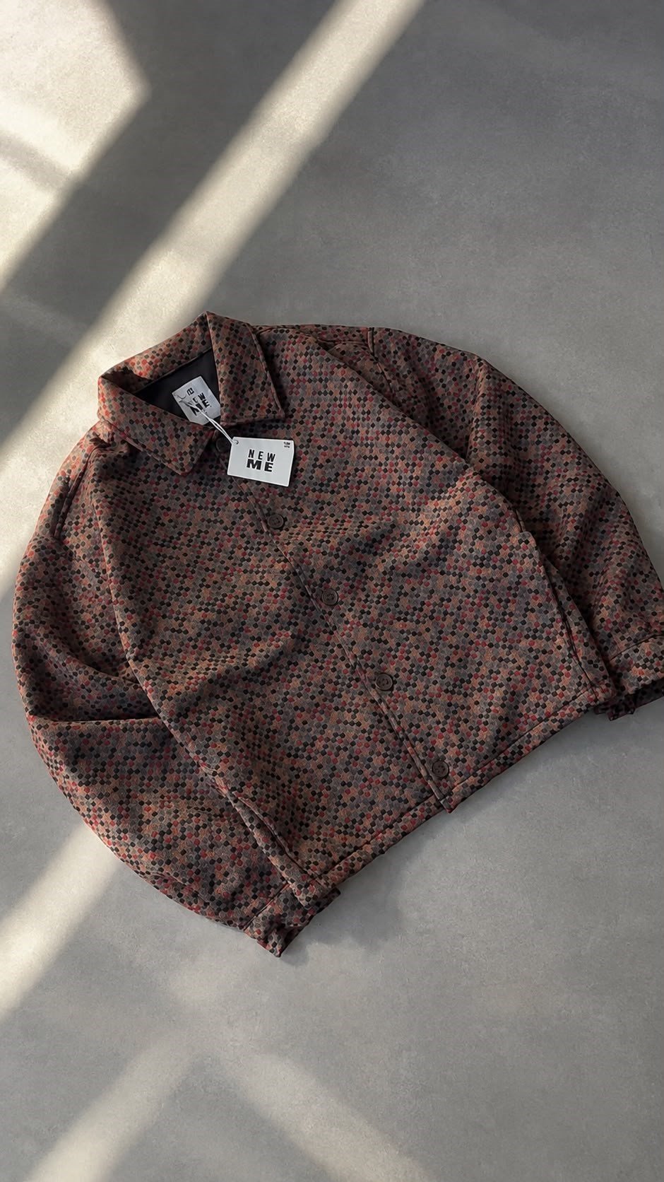 retro etnik desenli owersize mont