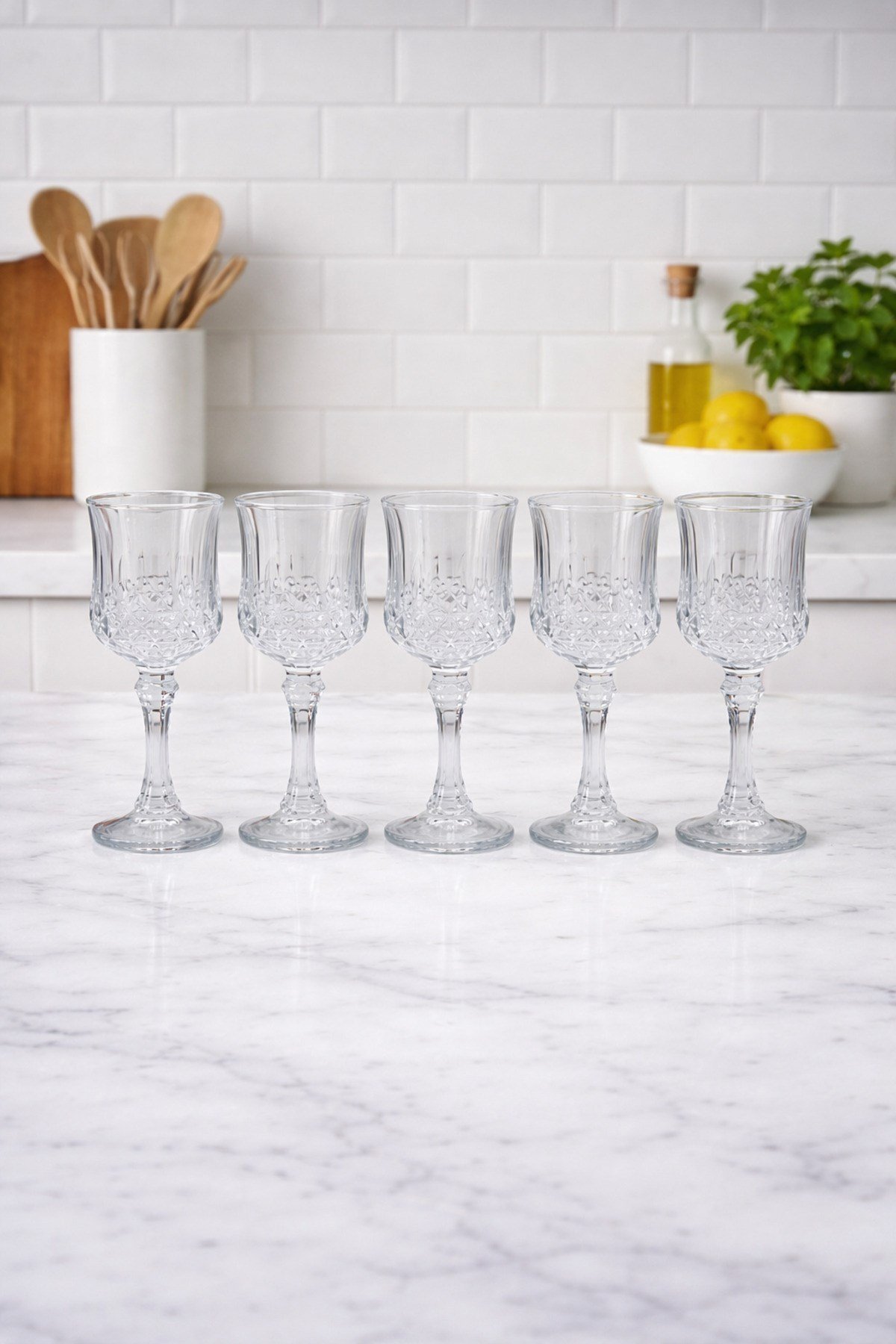 6'lı Kristal Lale Desen Kahve Yanı Su Bardağı Seti 50 ML-6lı Ayaklı Kahve Yanı Su Bardağı