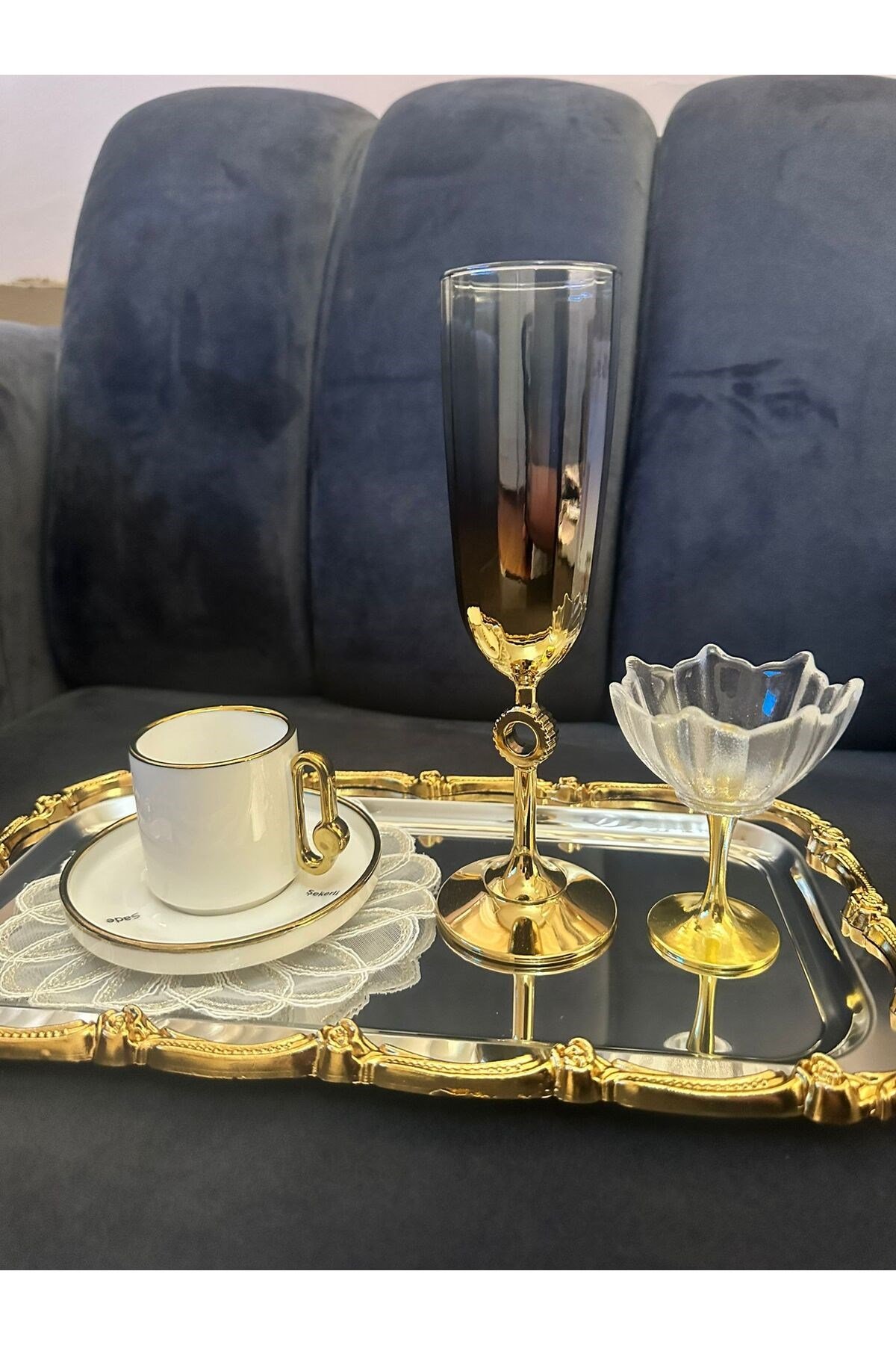Paşabahçe Amore Gold 2'li Kahve Yanı Su Bardağı-2'li Amore Titanic Kahve Yanı Su Bardağı Seti