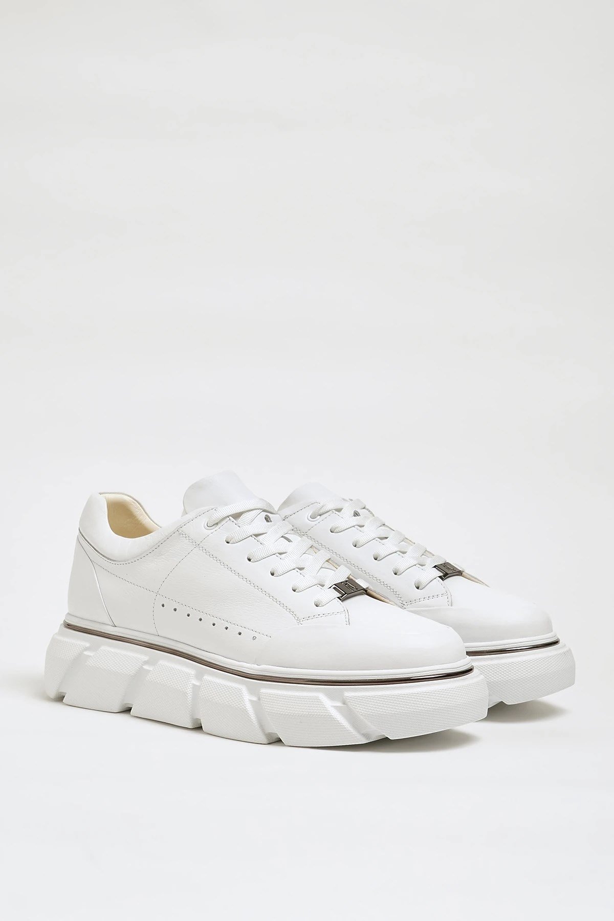 Alfred Model Hakiki Natural Deri İthal Taban Sneaker Ayakkabı - BEYAZ