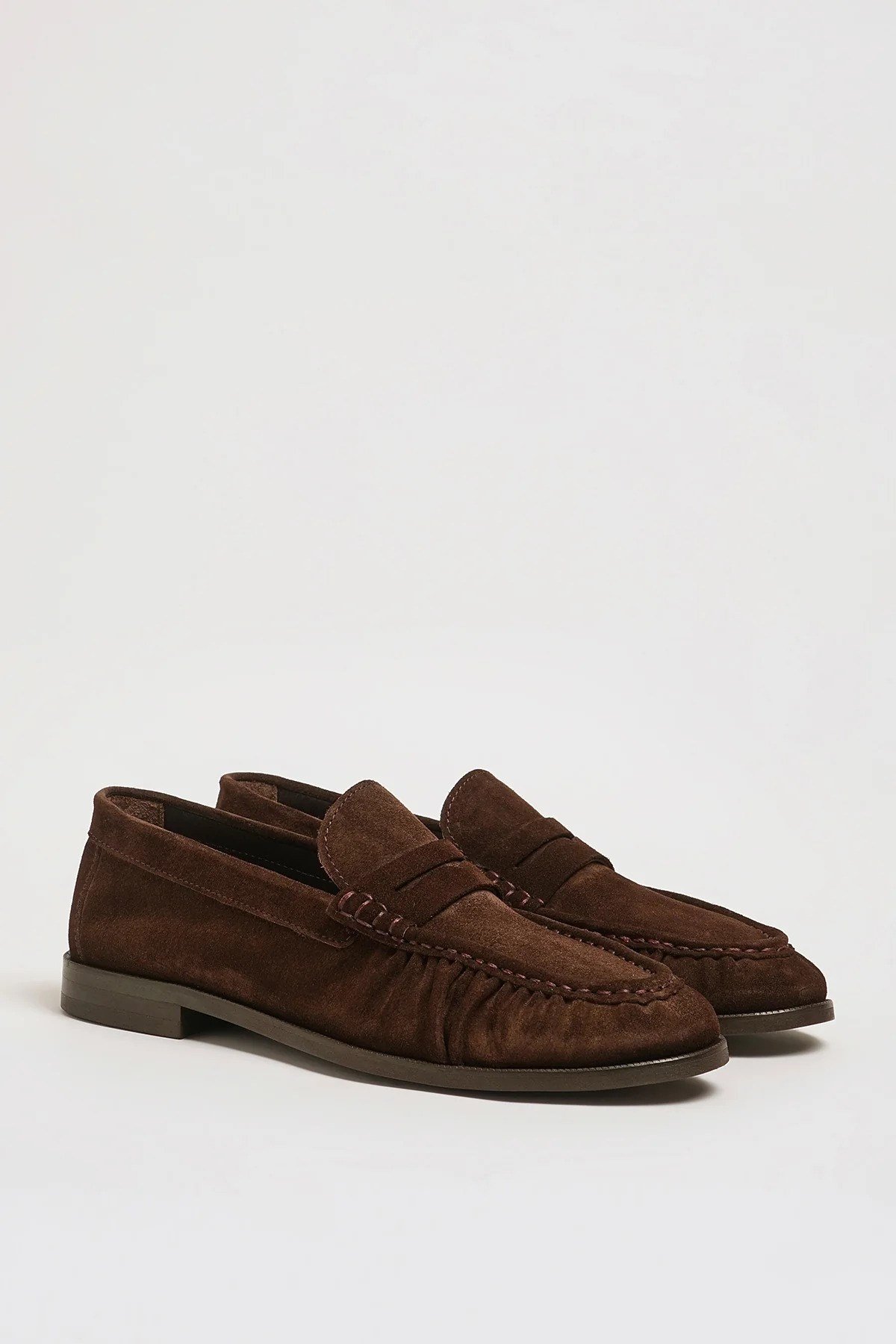 Amory V2 Model Hakiki Süet Deri Neolitik Taban Loafer Ayakkabı - KAHVERENGİ