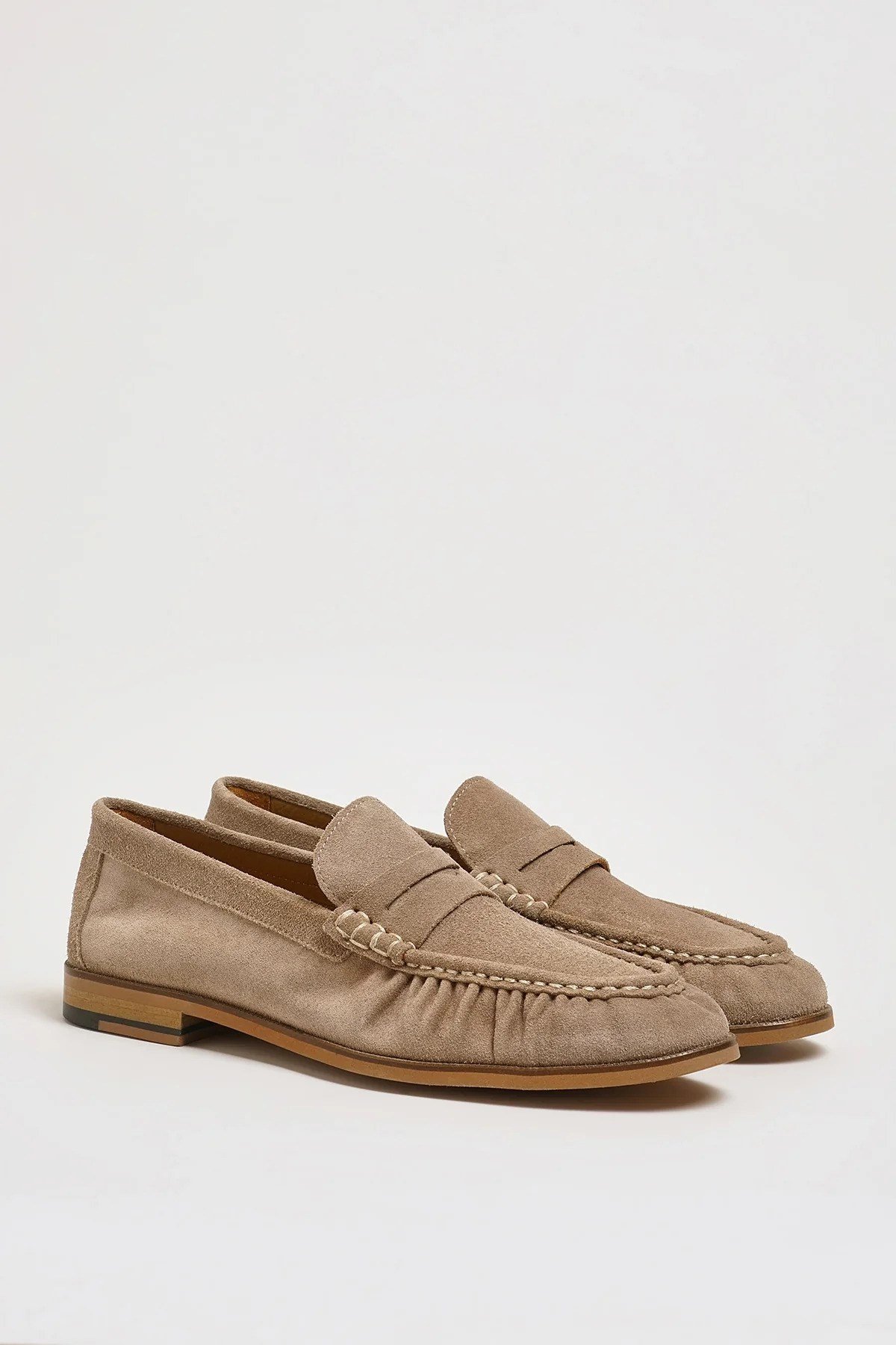Amory V2 Model Hakiki Süet Deri Neolitik Taban Loafer Ayakkabı - BEJ