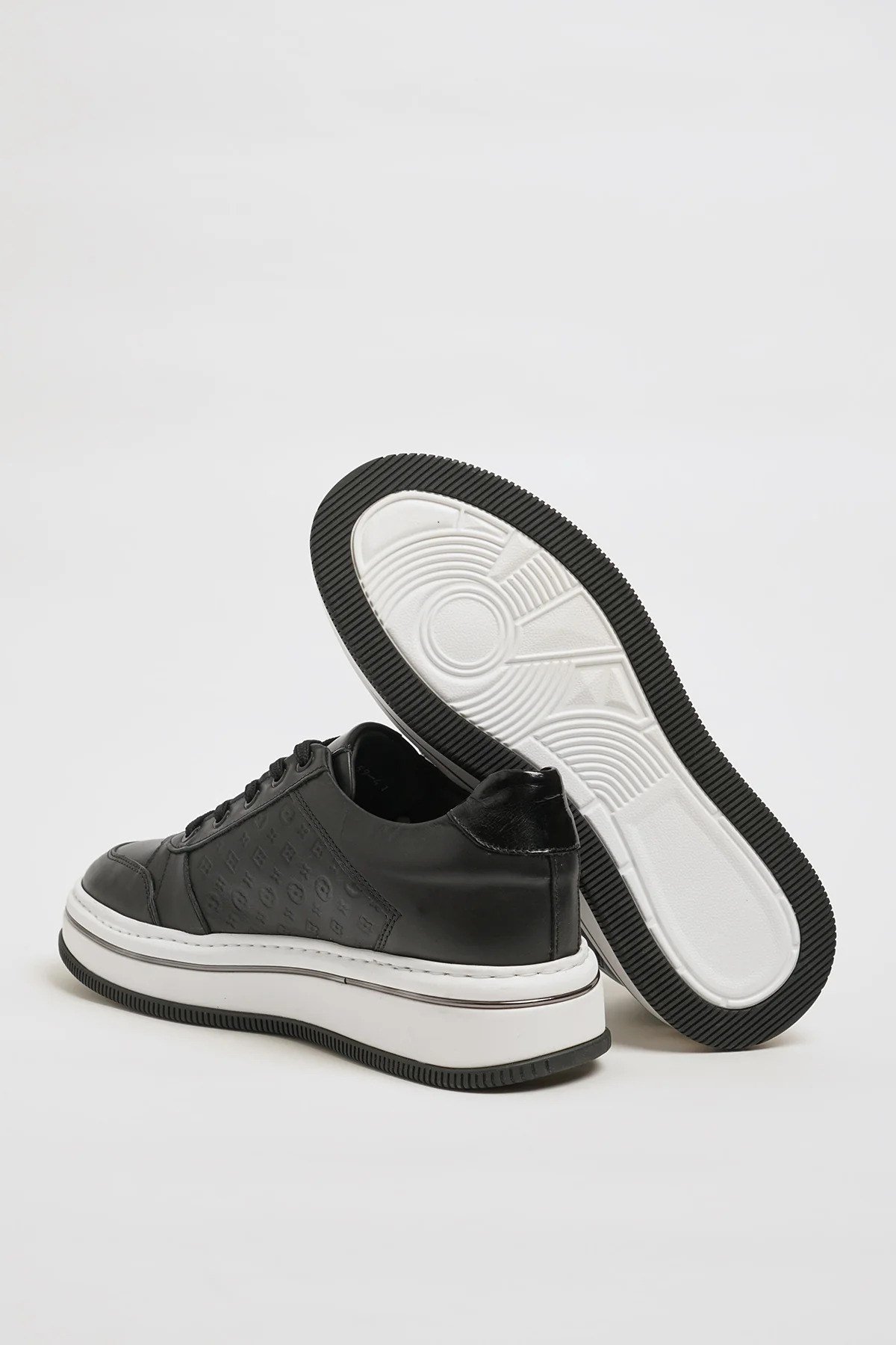 Benjamin Model İthal Taban Hakiki Kombinasyonlu Deri Sneaker Ayakkabı - SİYAH