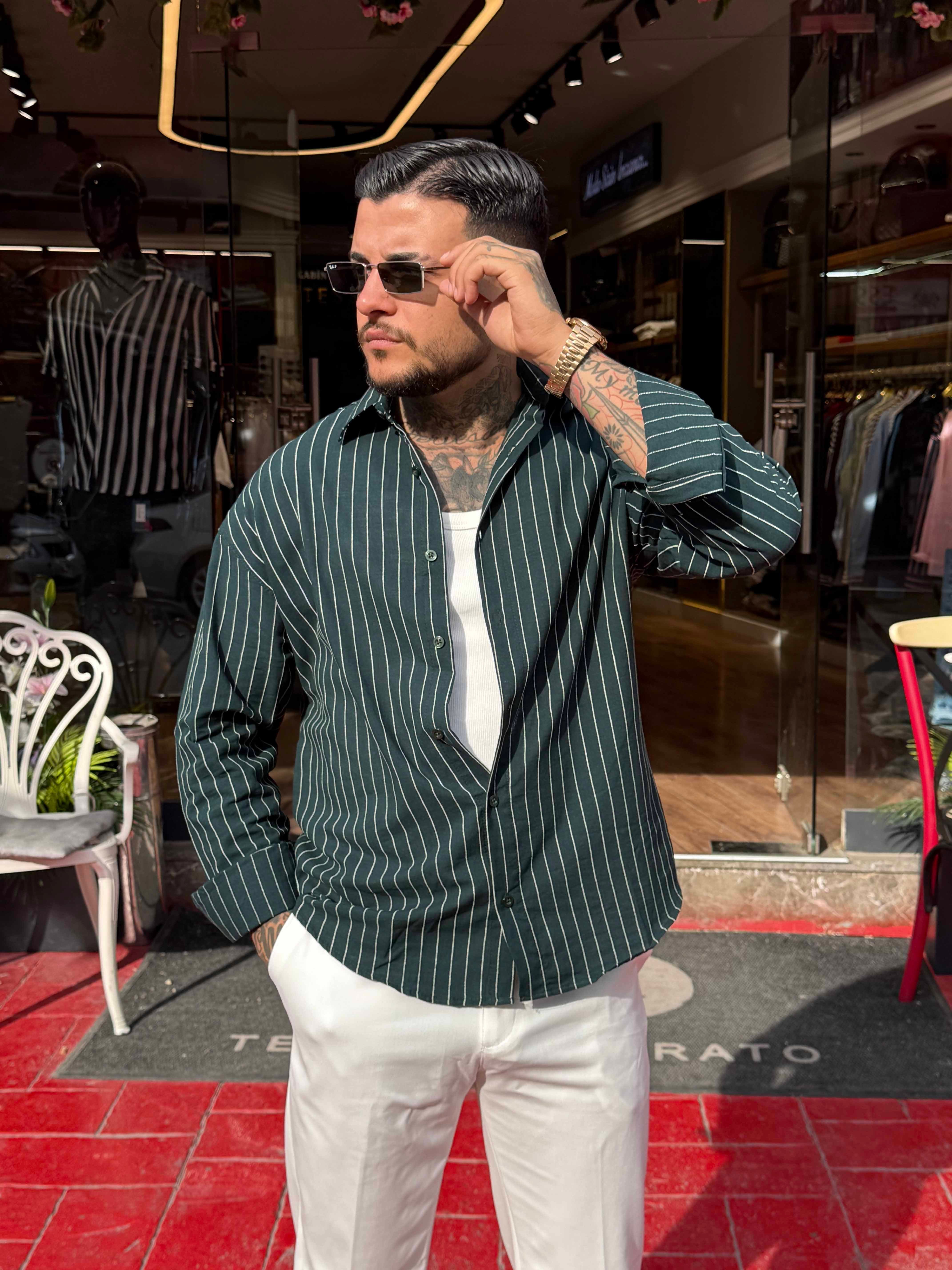 Çizgili Oversize Gömlek