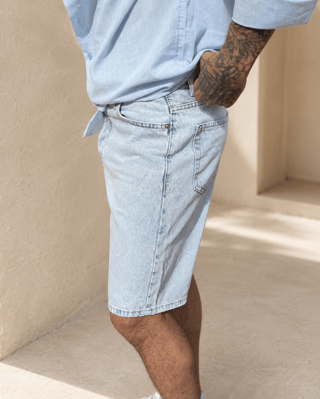 Denim Bermuda Kot Şort Düz W