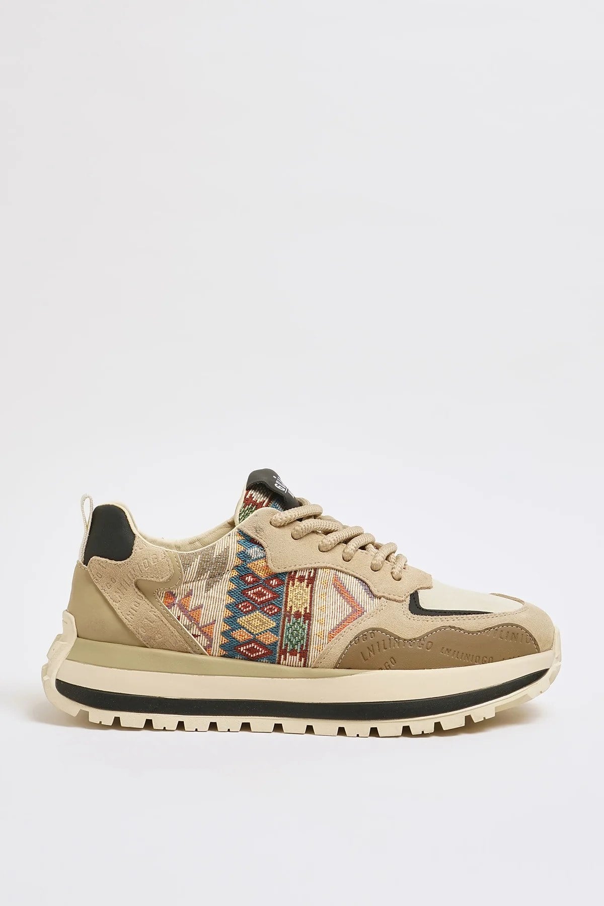Diablo Model Hakiki Kombinasyonlu Deri İthal Taban Sneaker Ayakkabı - BEJ