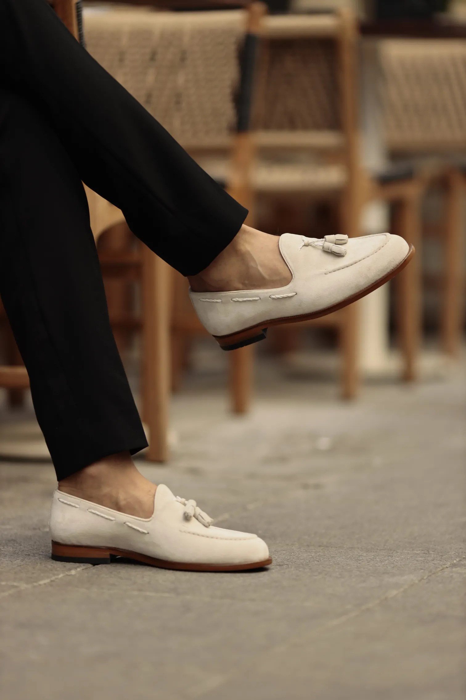 Klass Model Püskül Detaylı Süet Deri Loafer Ayakkabı - BEJ