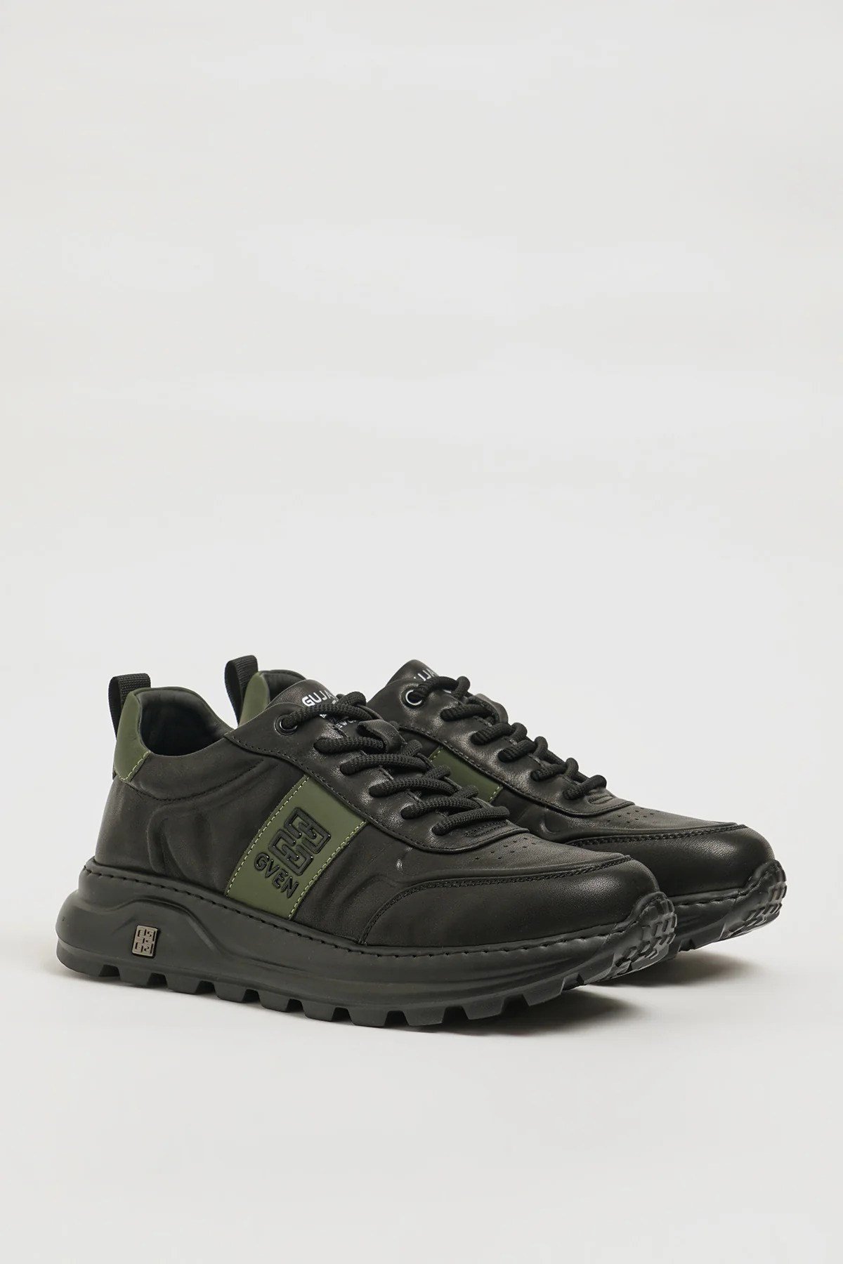 Milton Model İthal Taban Kombinasyonlu Deri Sneaker Ayakkabı - SİYAH