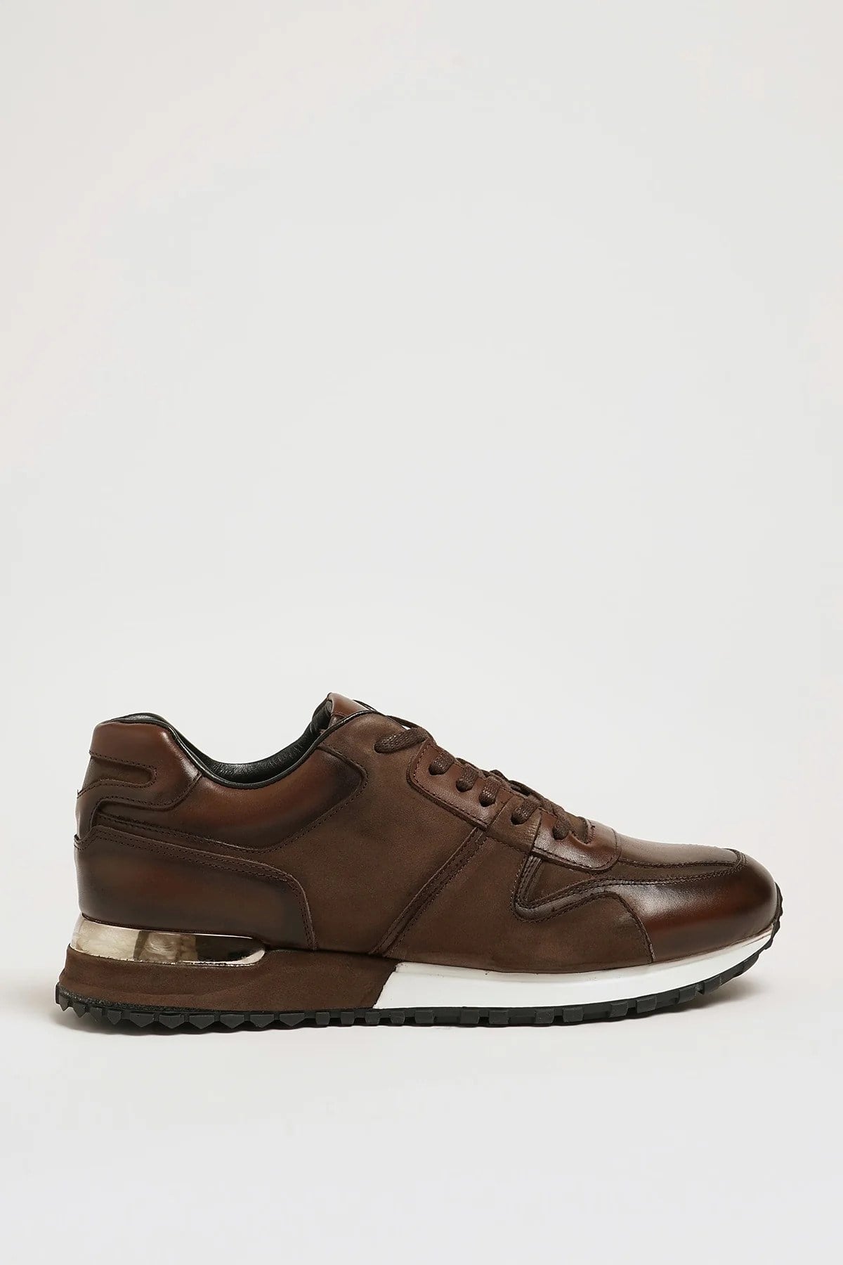 Stendhal Model Hakiki Kombinasyonlu Deri İthal Taban Sneaker Ayakkabı - KAHVERENGİ