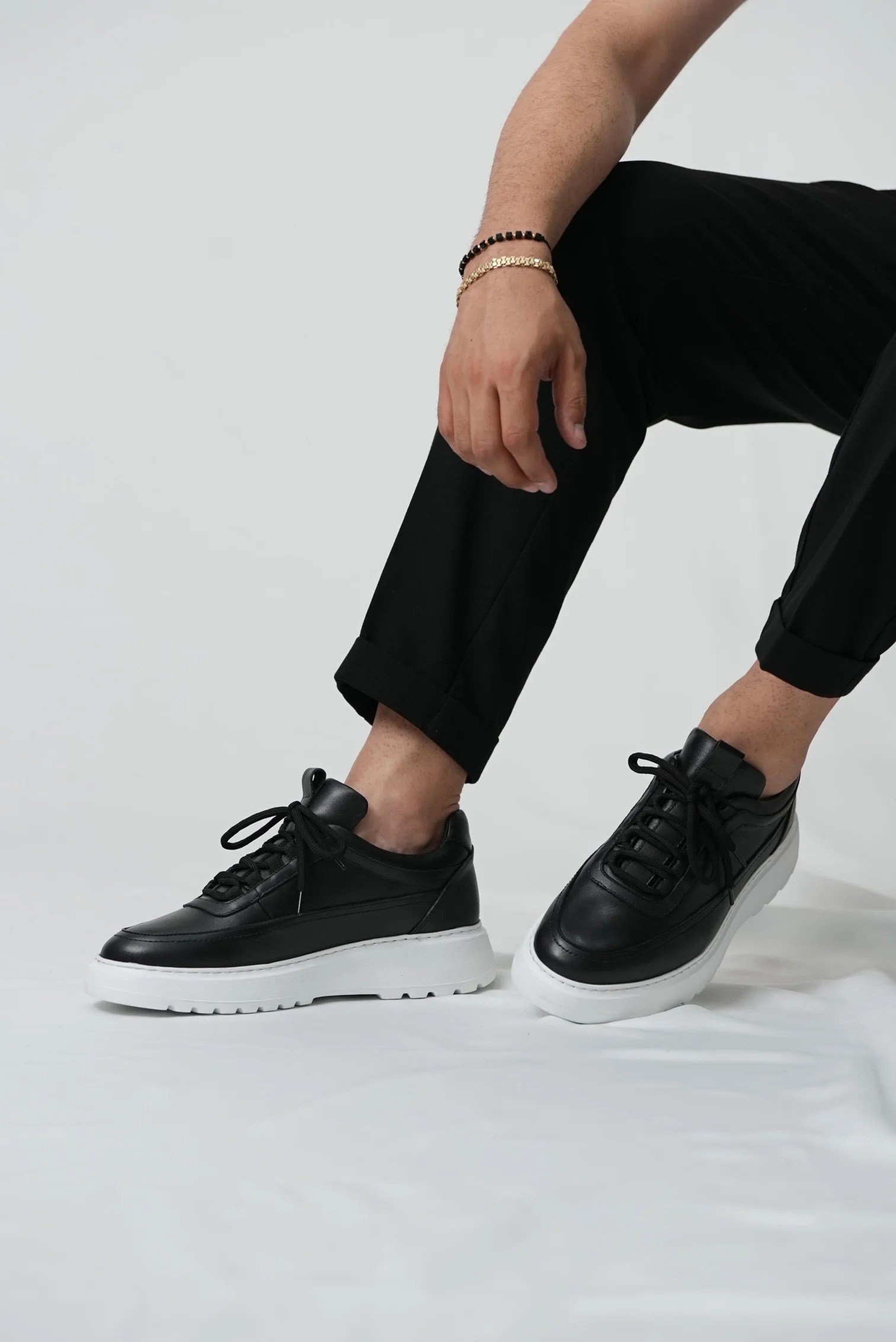 Zodiac Model Hakiki Natural Deri Eva Taban Sneaker Ayakkabı - SİYAH AÇMA