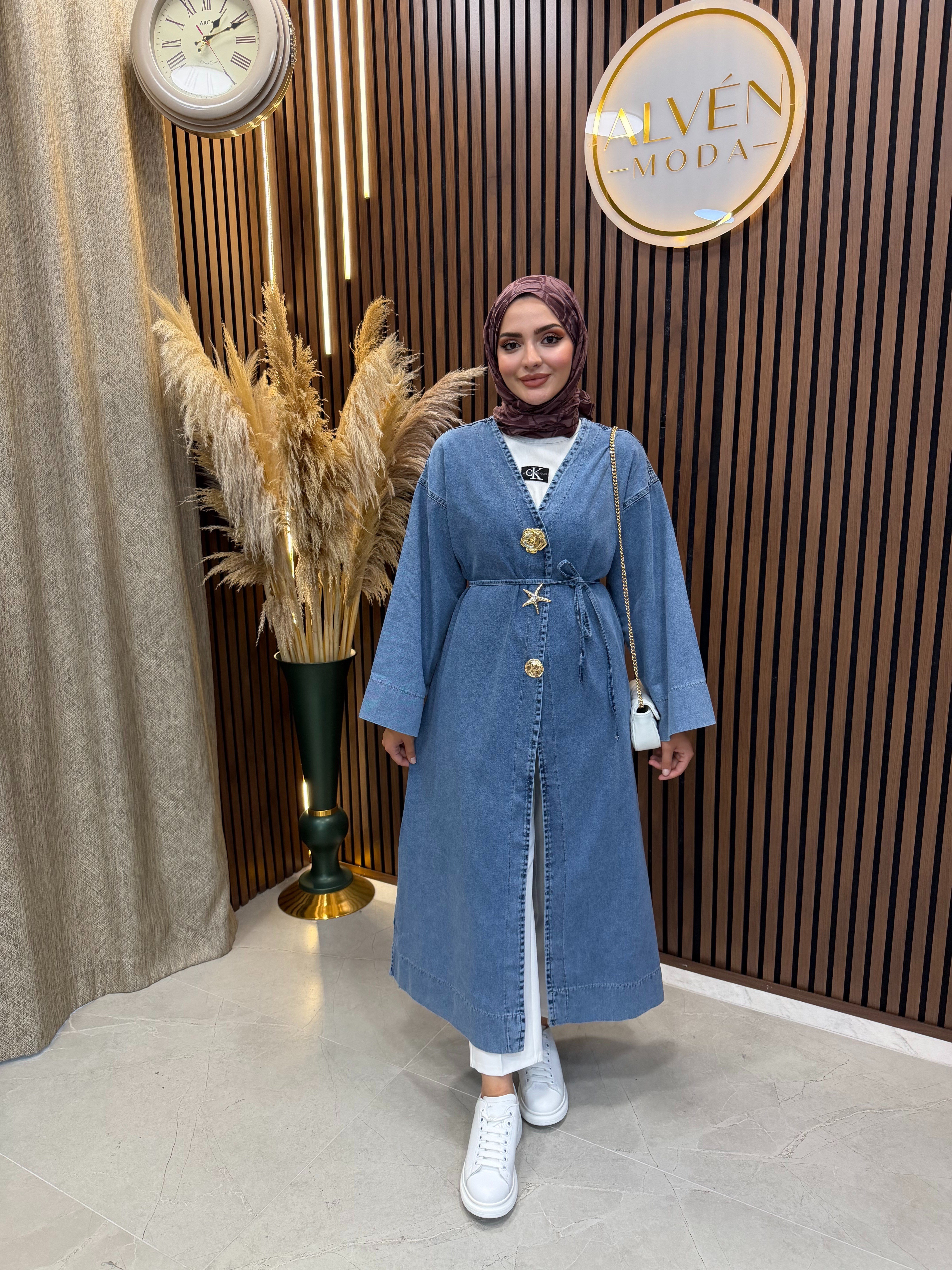 Arla Broş Detaylı Denim Kap | Mavi