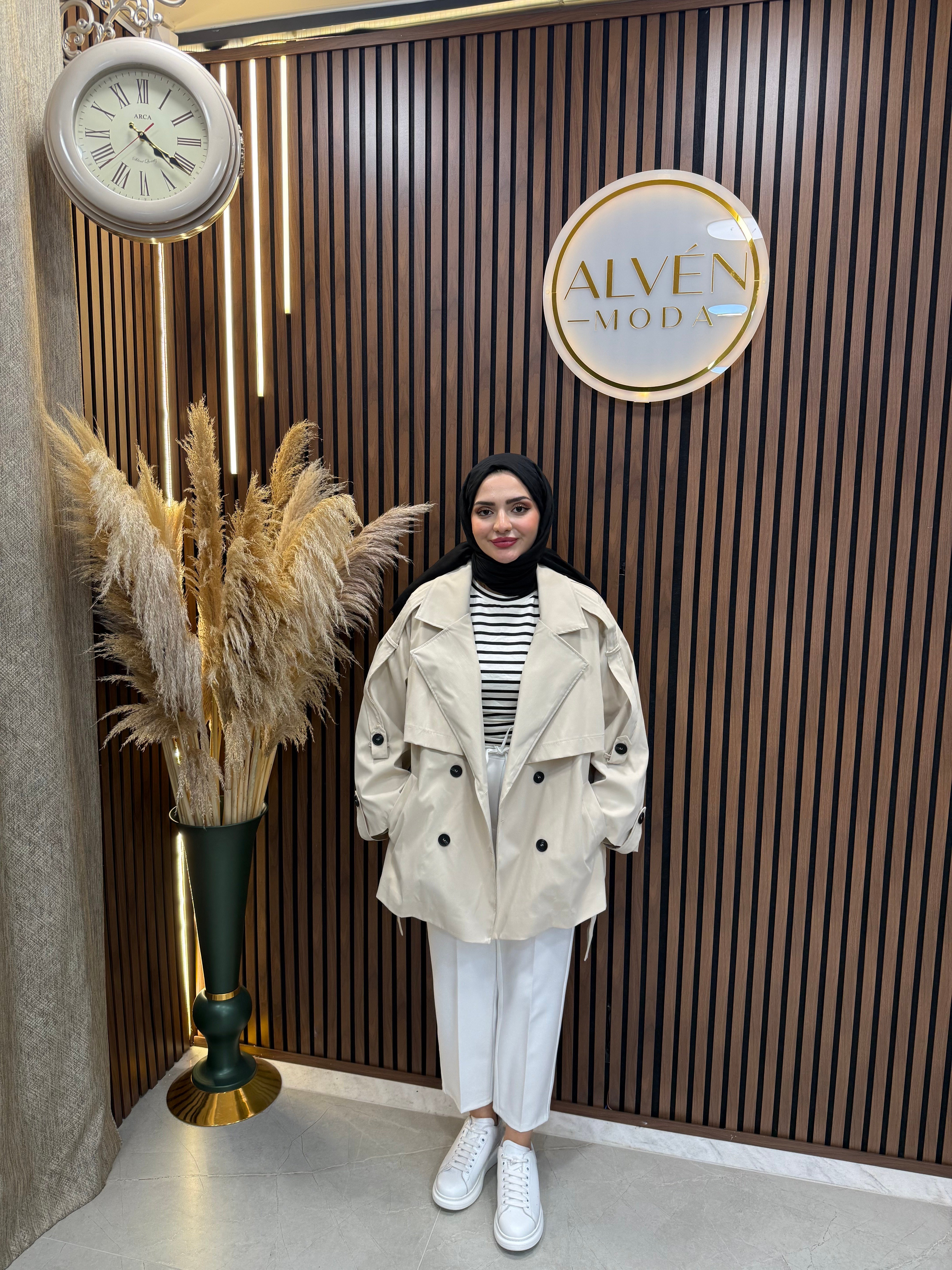 Meya Premium Su Geçirmez Kuşaklı Oversize Trençkot | Bej