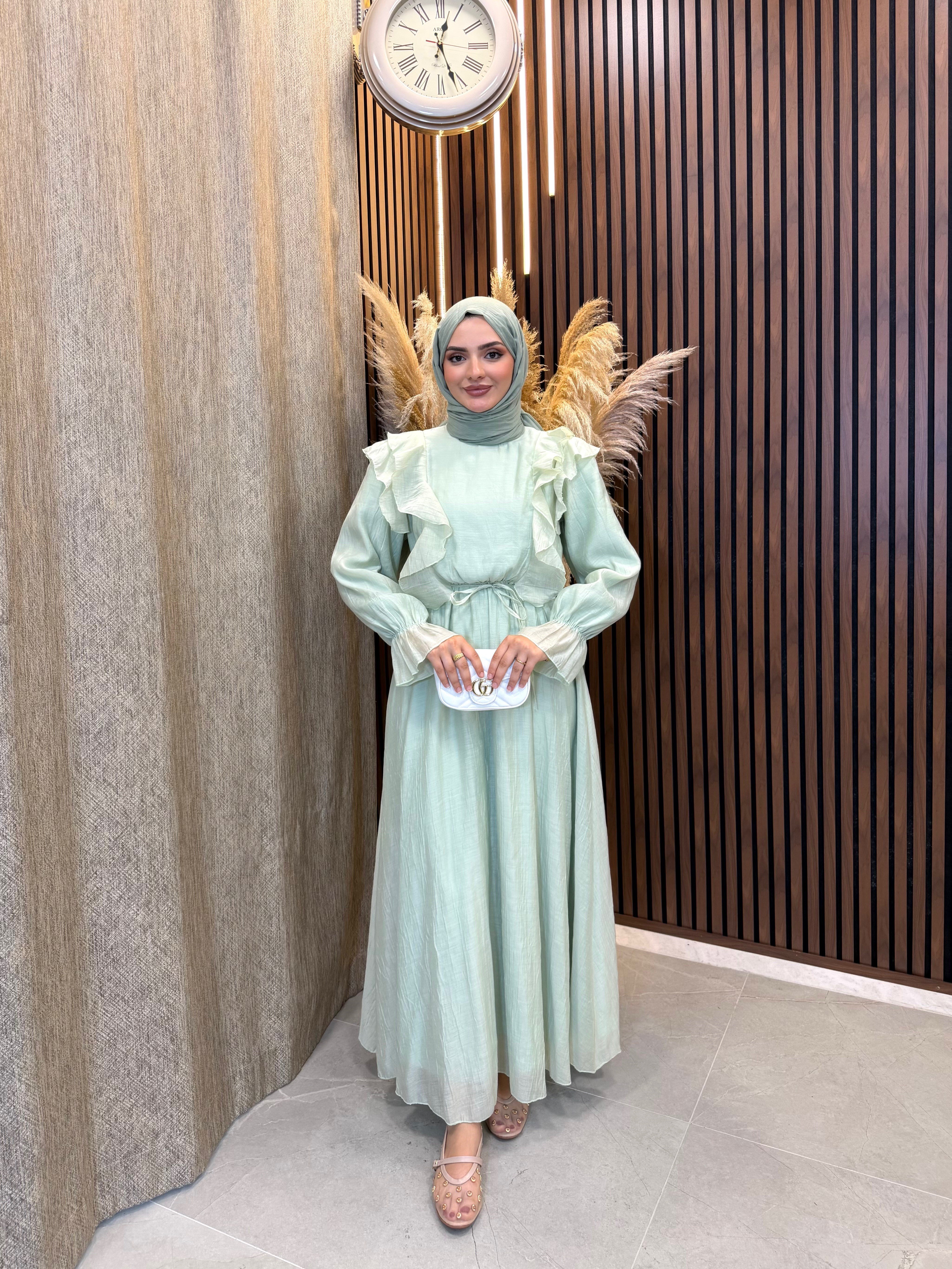 Vera Fırfır Detaylı Elbise | Mint