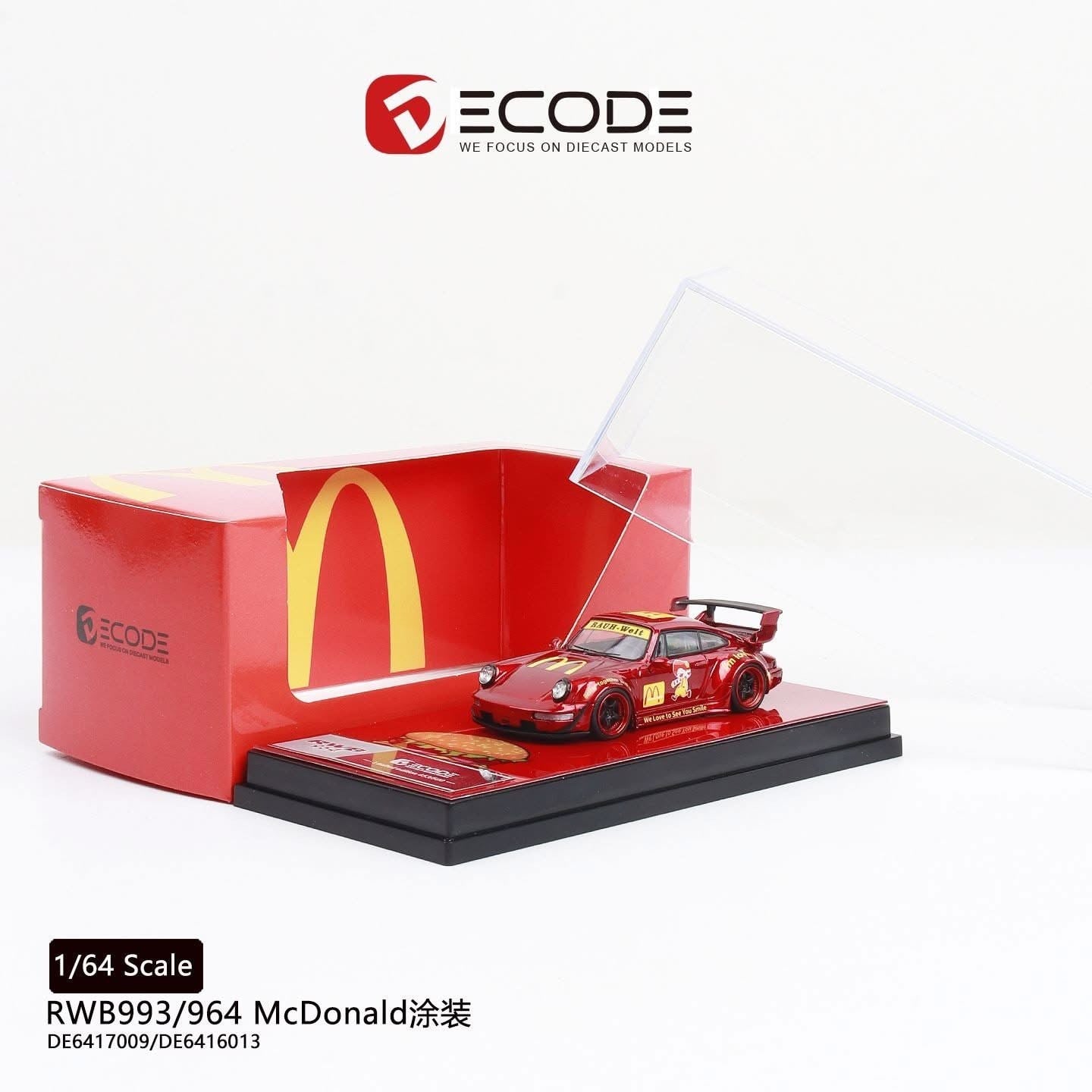 DEcode 1:64 Porsche RWB 993/964 McDonald's Livery -Metallic Red
