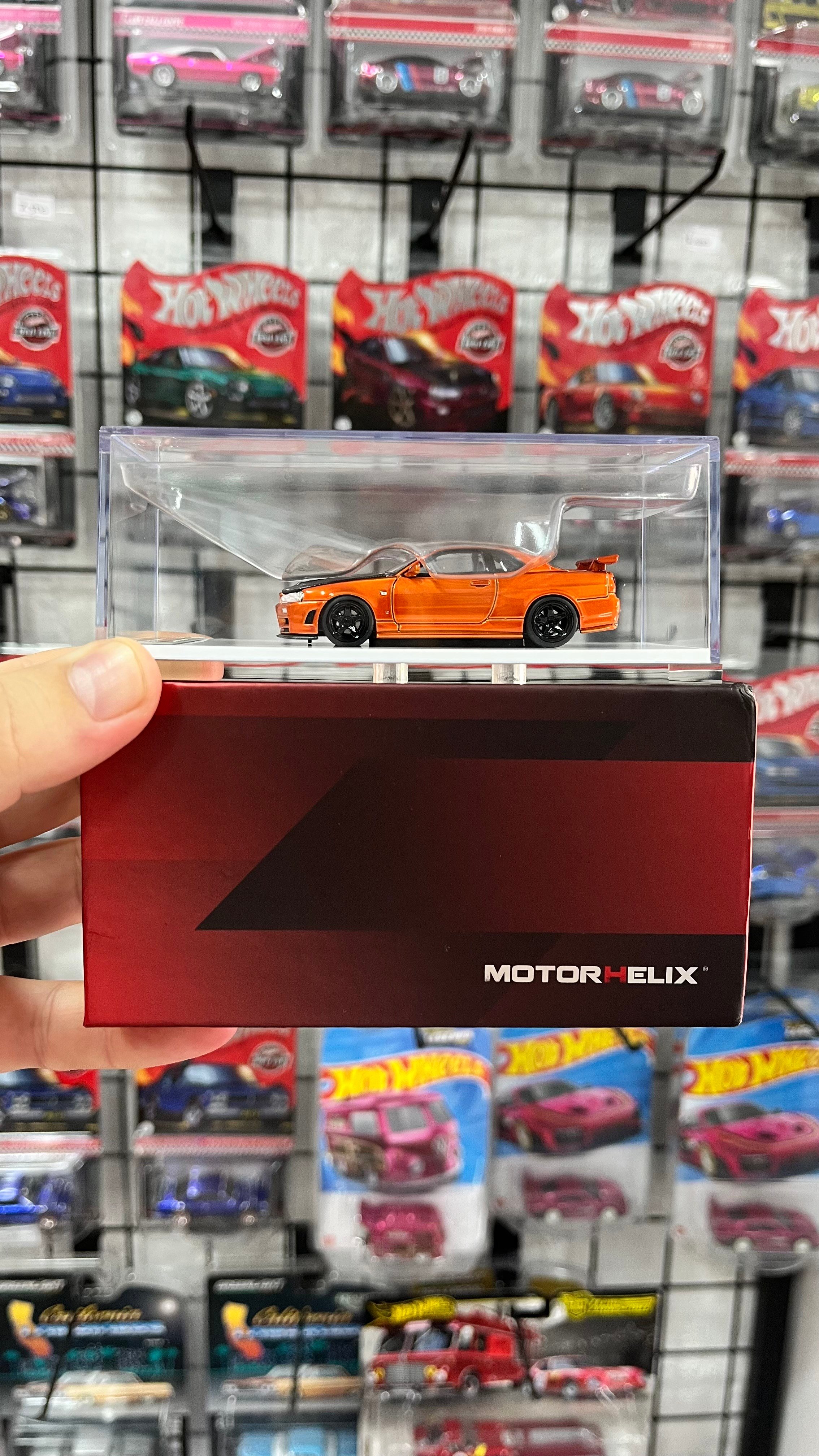 Motorhelix 1/64 Skyline GT-R R34 Metallic Orange 