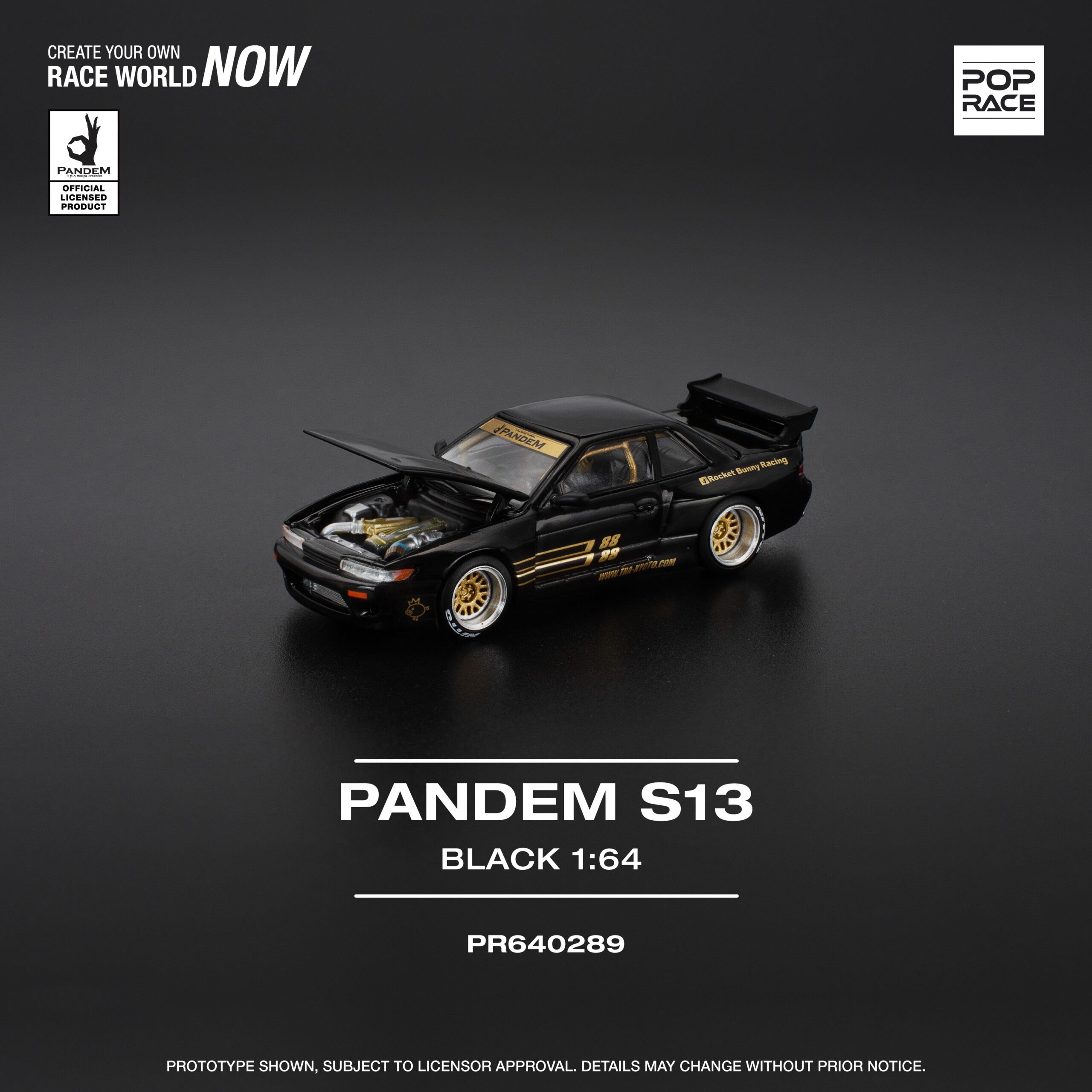 Pop Race 1/64 Pandem S13 Black