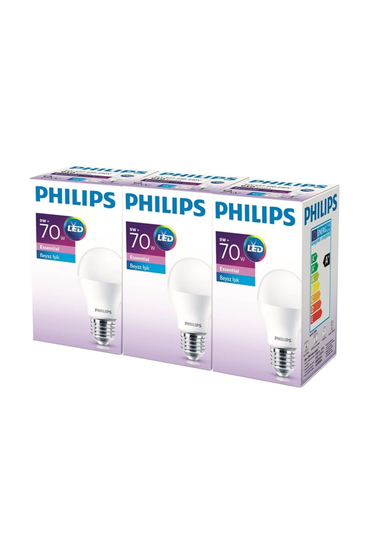 Essential Led Ampul 9w-60w Beyaz Işık E27 Normal Duy 3'lü Paket