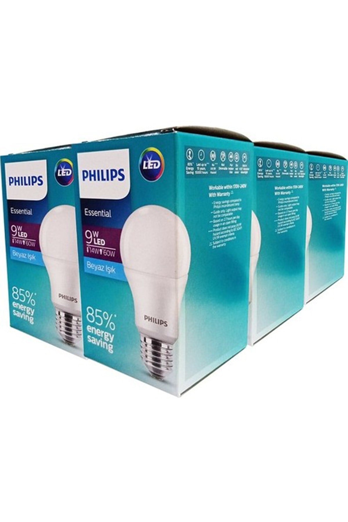 Essential Led Ampul 9w-60w Beyaz Işık E27 Normal Duy 6'lı Paket