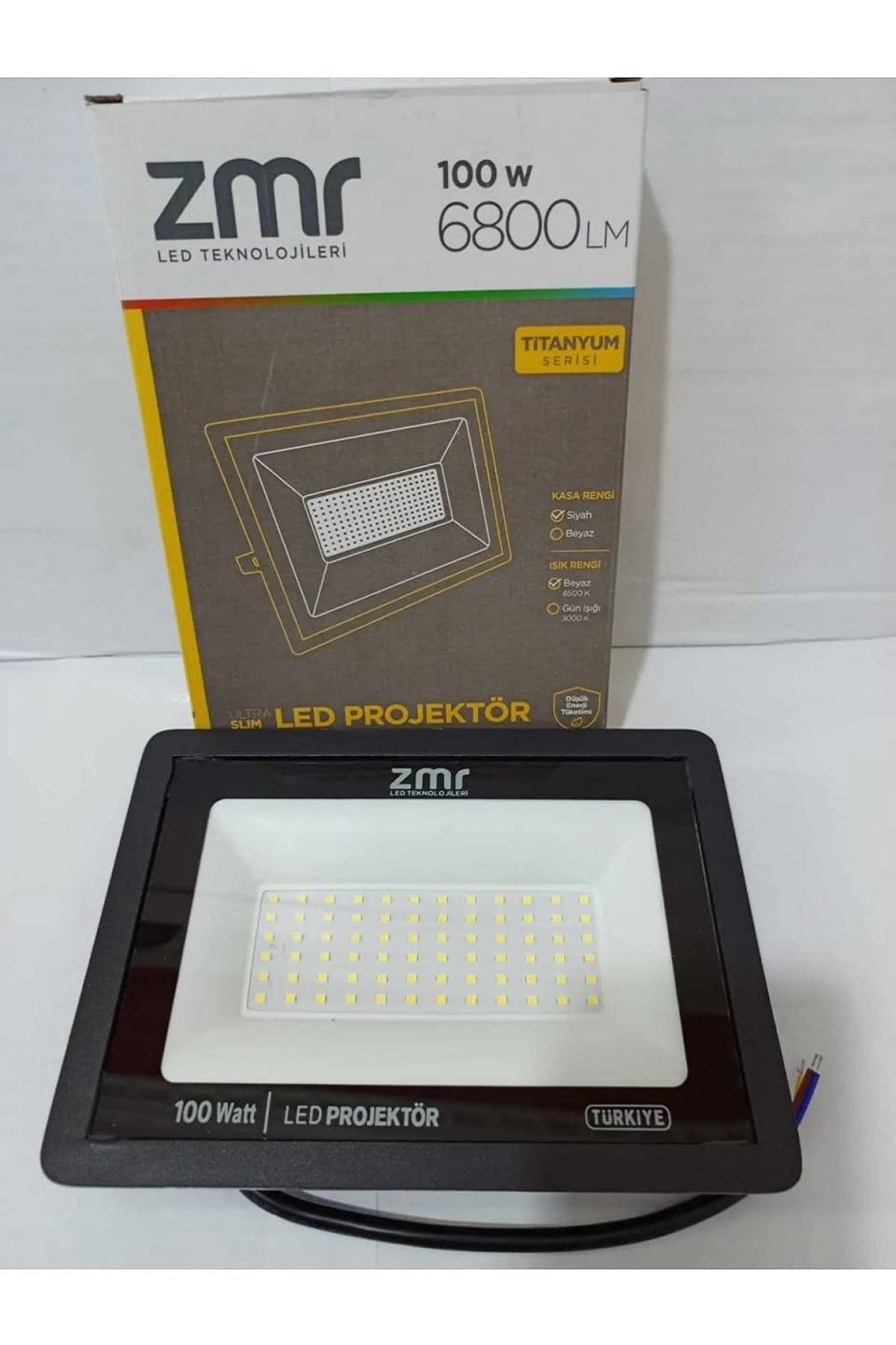 Led Projektör 100 Watt Ultra Slim Kasa 220V 6500K Beyaz Işık