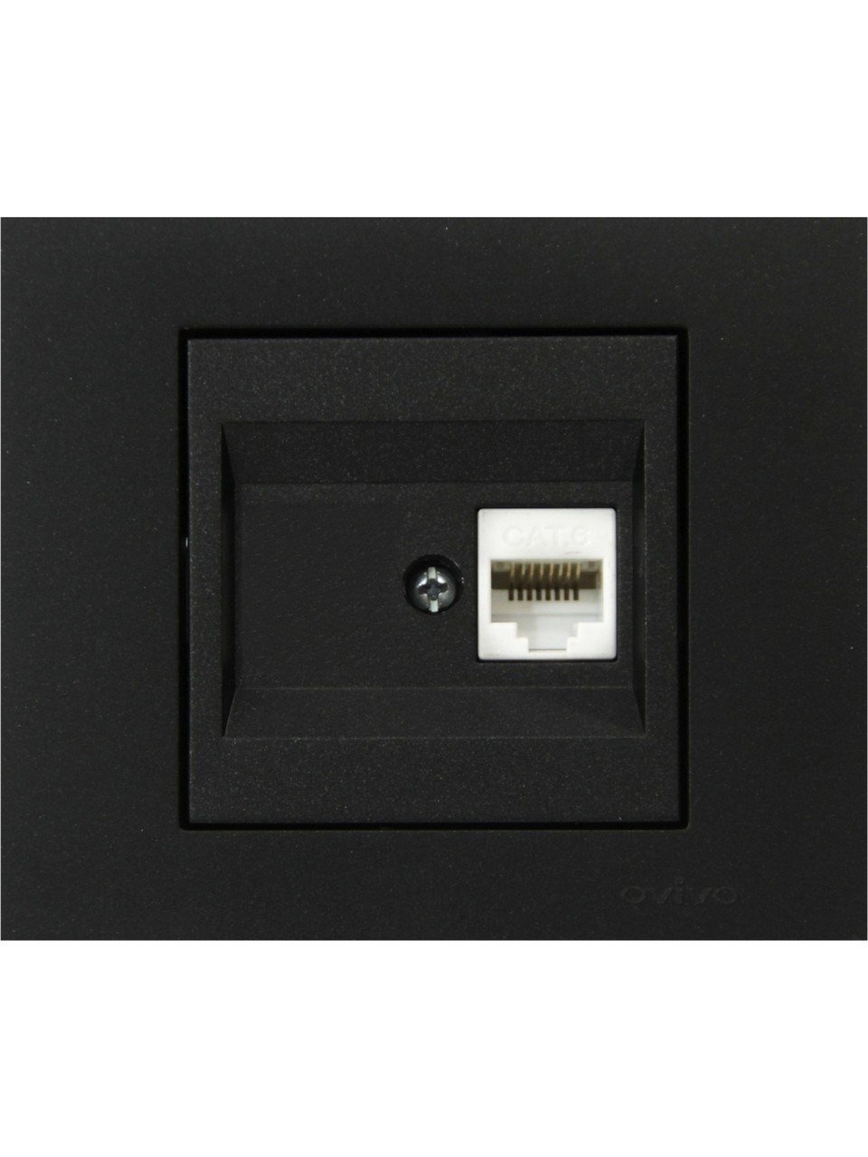 Ovivo Grano Siyah Data Prizi (RJ45-CAT6 Jaklı)+Çerçeve