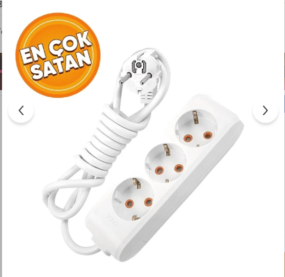 Viko 3 Lü Topraklı Uzatma Kablosu Grup Priz 3 Metre