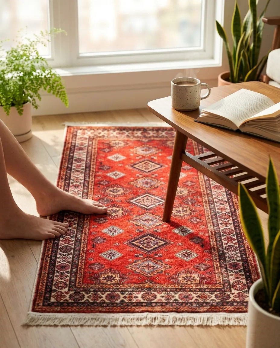 Angel Home Dijital Baskılı Deri Taban Kaymaz Halı - Makinede Yıkanabilir Hafif Modern Kilim Mira Serisi - 4