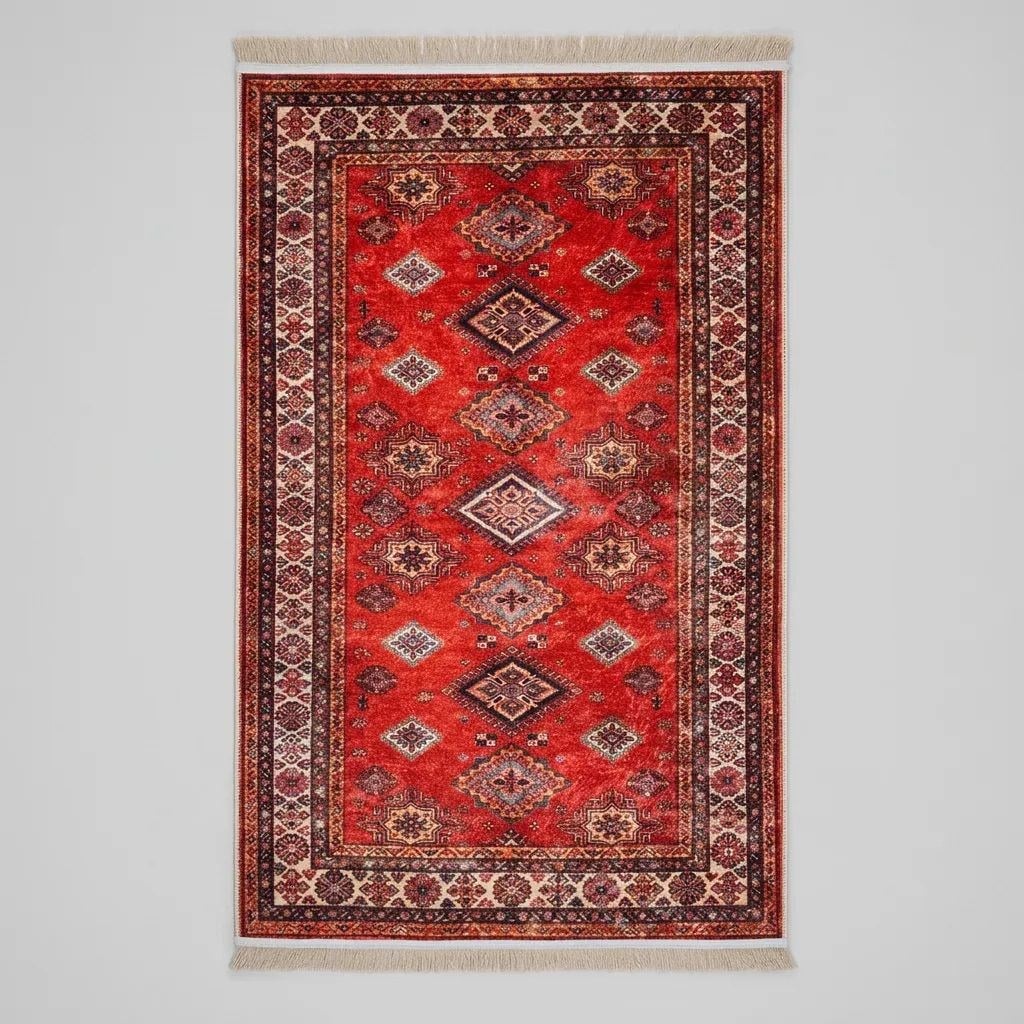 Angel Home Dijital Baskılı Deri Taban Kaymaz Halı - Makinede Yıkanabilir Hafif Modern Kilim Mira Serisi - 4