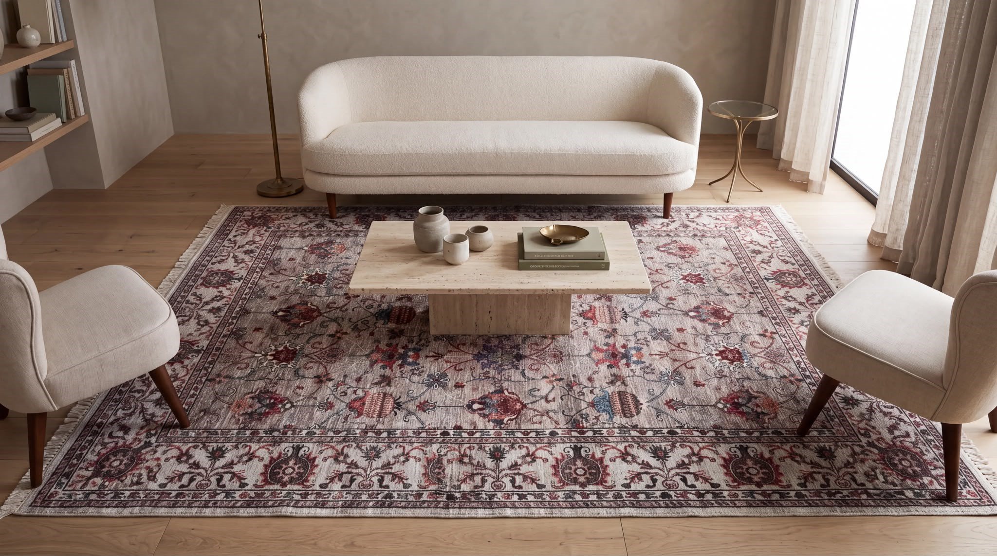 Angel Home Dijital Baskılı Deri Taban Kaymaz Halı - Makinede Yıkanabilir Hafif Modern Kilim Mira Serisi -15