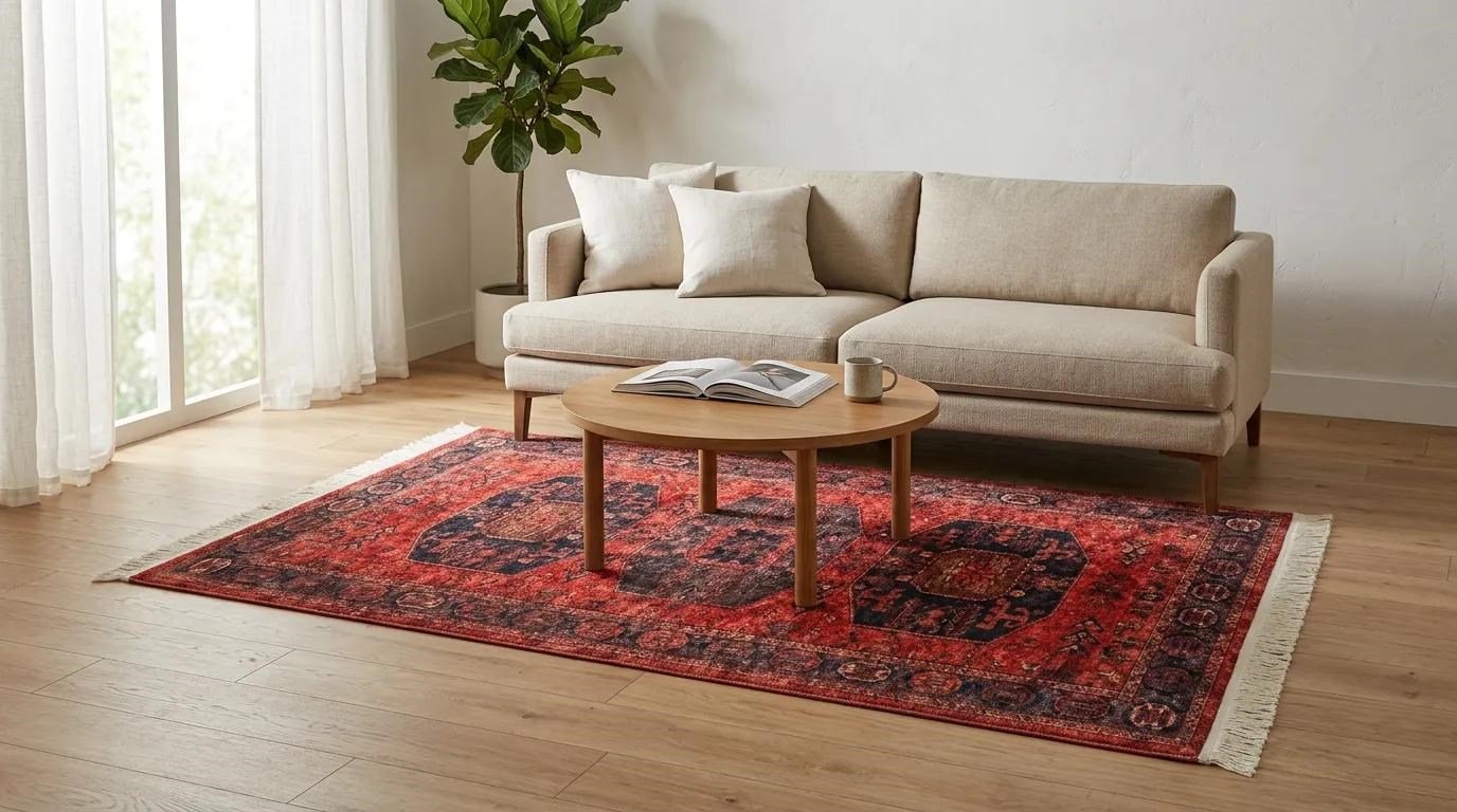 Angel Home Dijital Baskılı Deri Taban Kaymaz Halı - Makinede Yıkanabilir Hafif Modern Kilim Mira Serisi -9