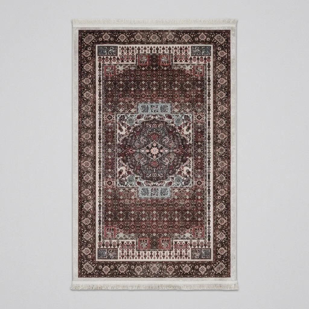 Angel Home Dijital Baskılı Deri Taban Kaymaz Halı - Makinede Yıkanabilir Hafif Modern Kilim Mira Serisi -11