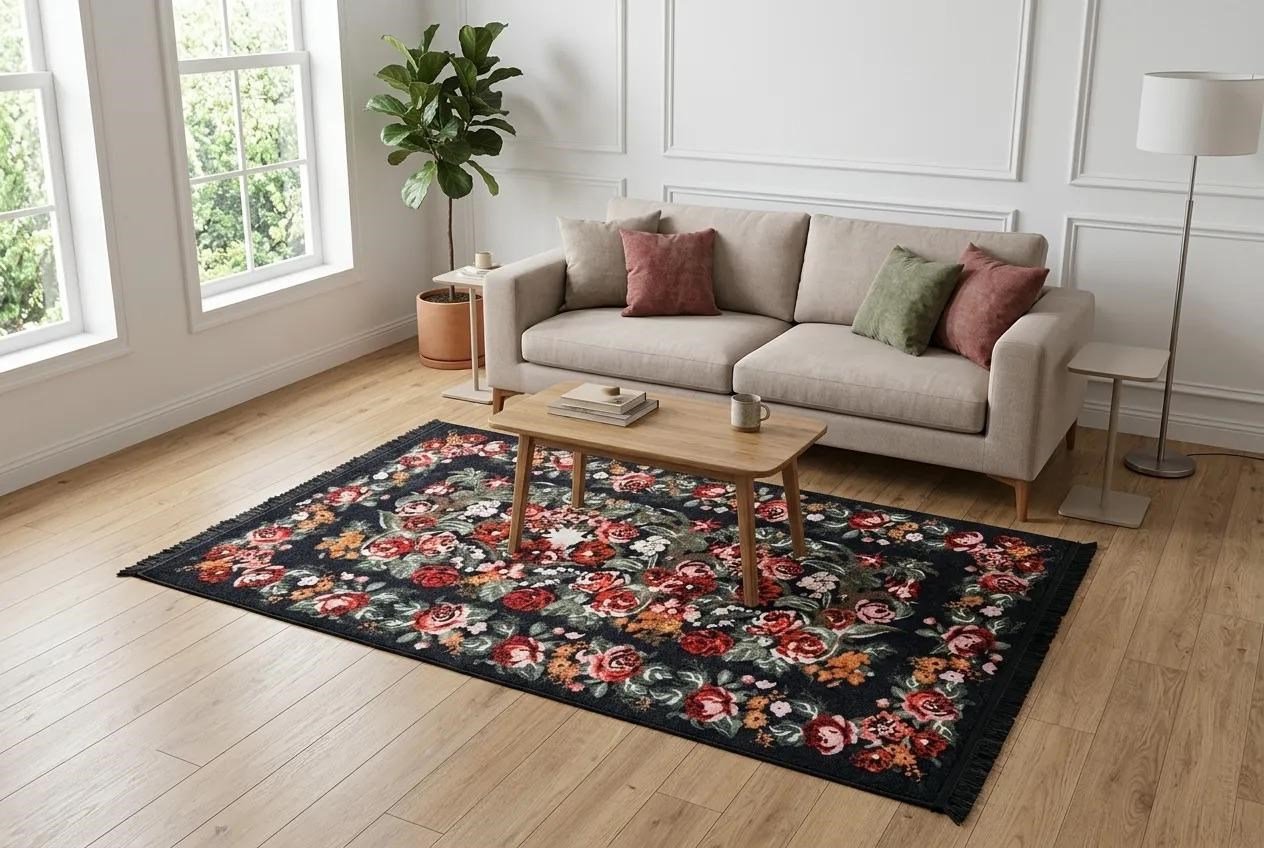 Angel Home Dijital Baskılı Deri Taban Kaymaz Halı - Makinede Yıkanabilir Hafif Modern Kilim Mira Serisi -8