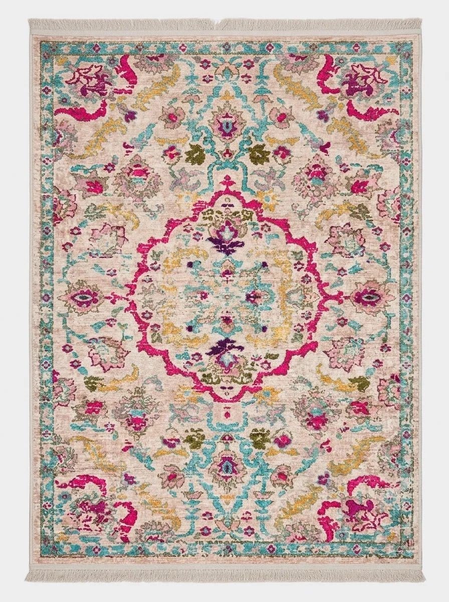 Angel Home Dijital Baskılı Deri Taban Kaymaz Halı - Makinede Yıkanabilir Hafif Modern Kilim Mira Serisi -7