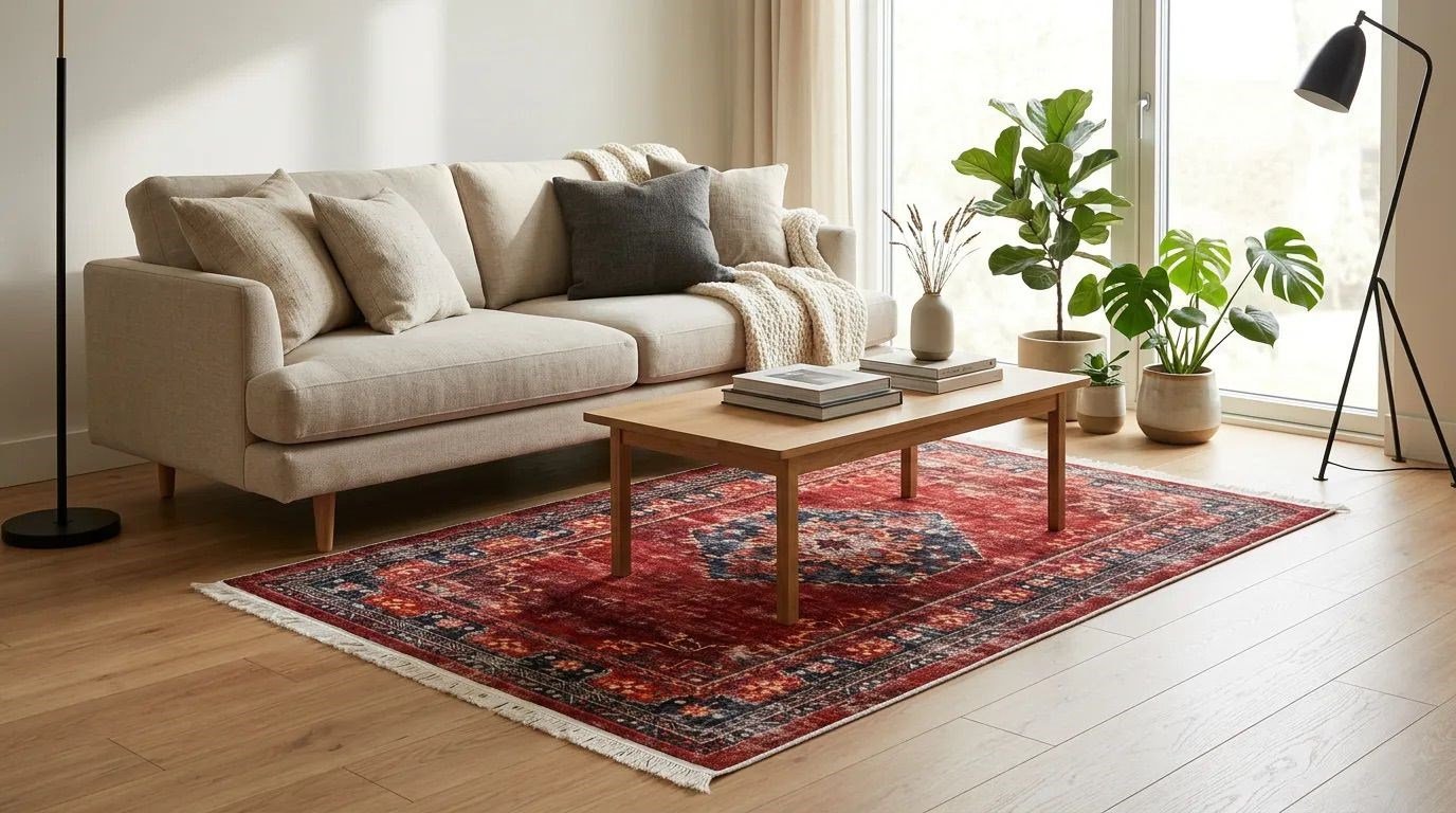 Angel Home Dijital Baskılı Deri Taban Kaymaz Halı - Makinede Yıkanabilir Hafif Modern Kilim Mira Serisi -1