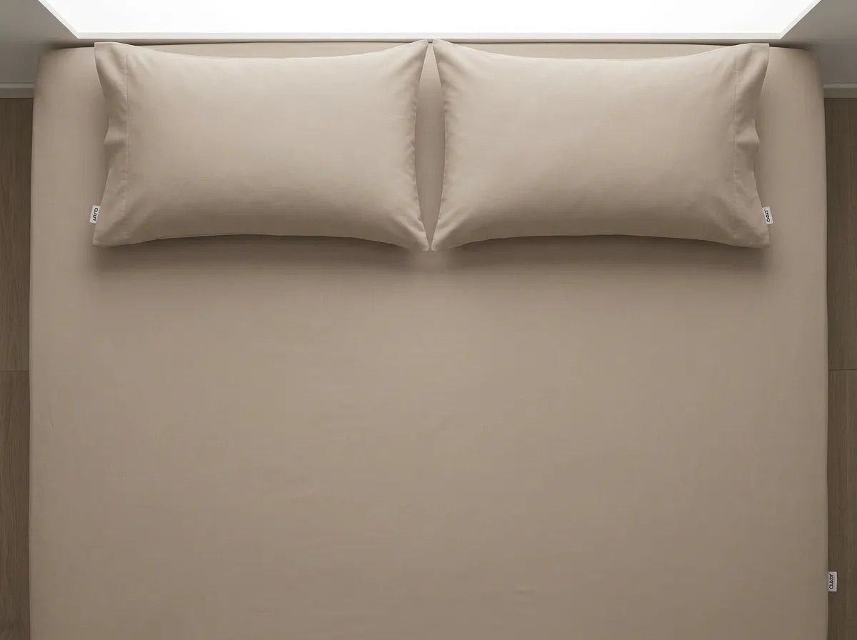 Premium %100 Pamuk Lastikli Çarşaf Takımı 180x200 + 30 cm Yatak Yüksekliği (3 Parça) - Bej