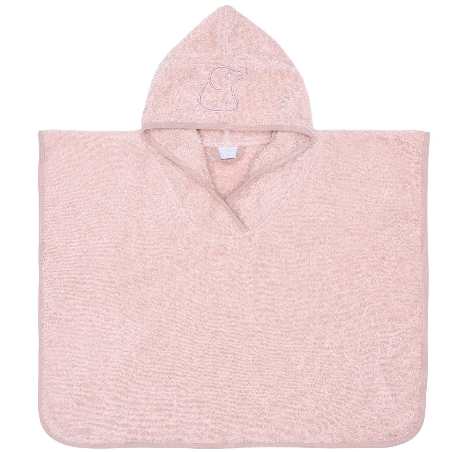 Baboo Fil Nakışlı Kapüşonlu Pembe Bebek Panço Havlu