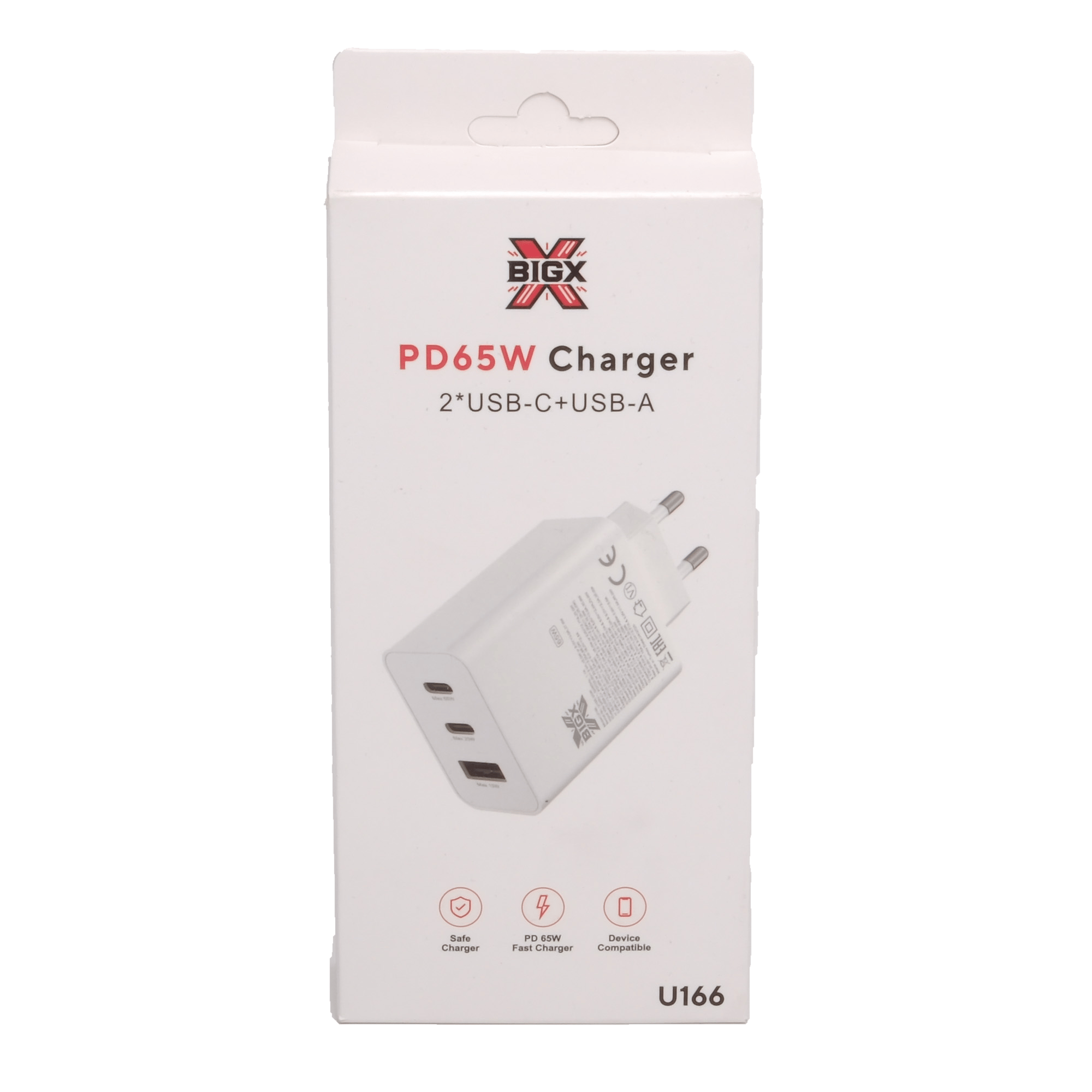 BigX 65W PD 2 USB-C + USB-A Beyaz Hızlı Şarj Adaptörü