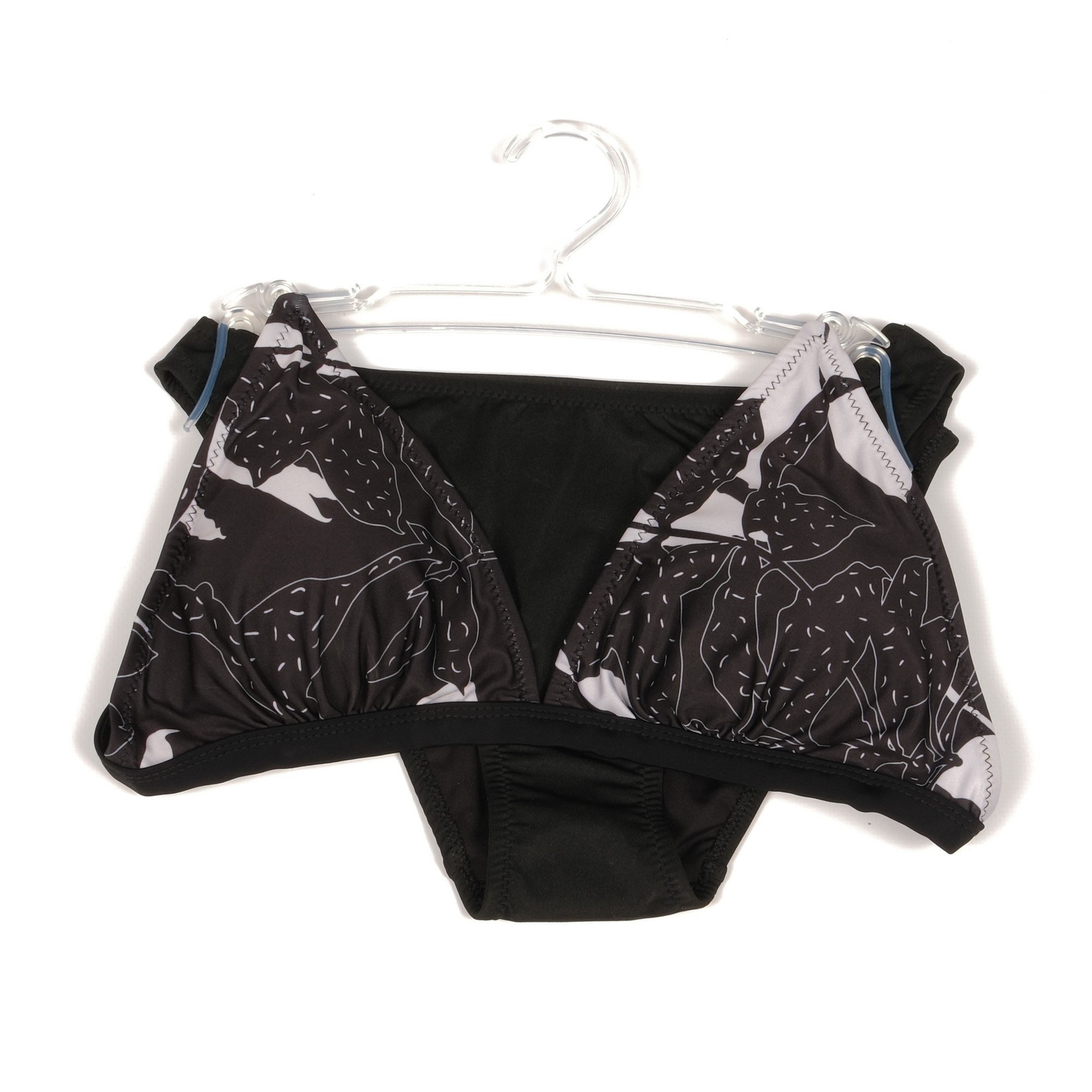 Ruko Floral Desenli Bikini Takımı Siyah-Beyaz