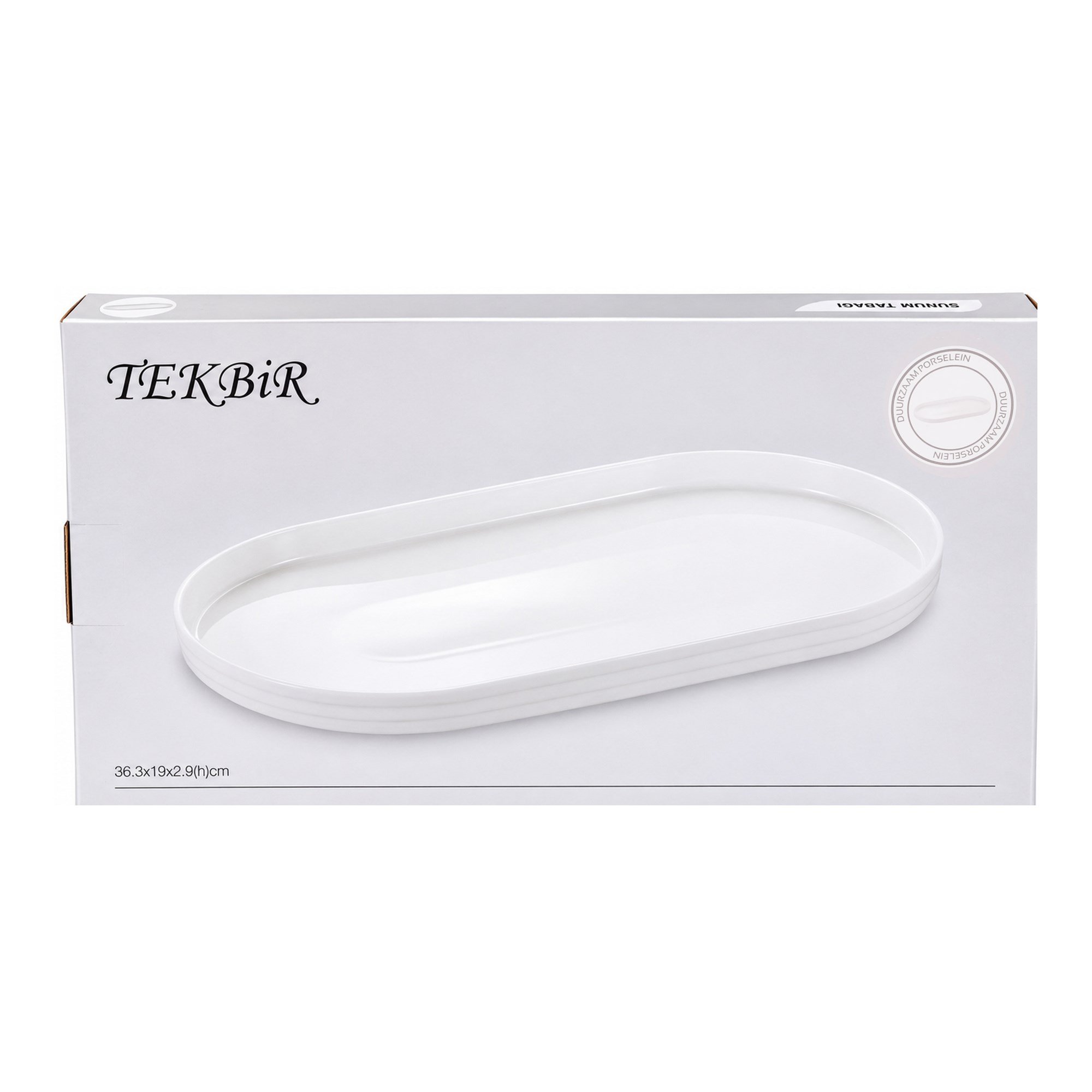 Tekbir Oval Porselen Sunum Tabağı 36,3 x 19 cm Beyaz