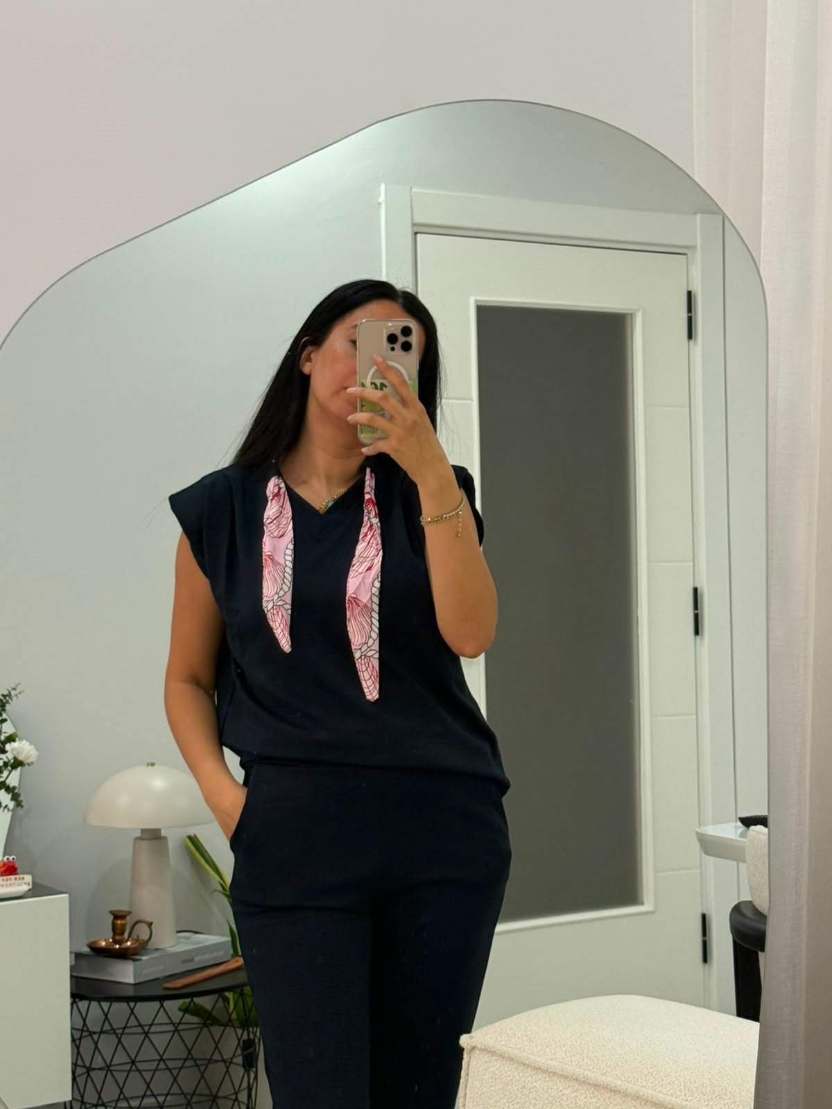 Modal kumaş omuz vatkalı geniş paça takım